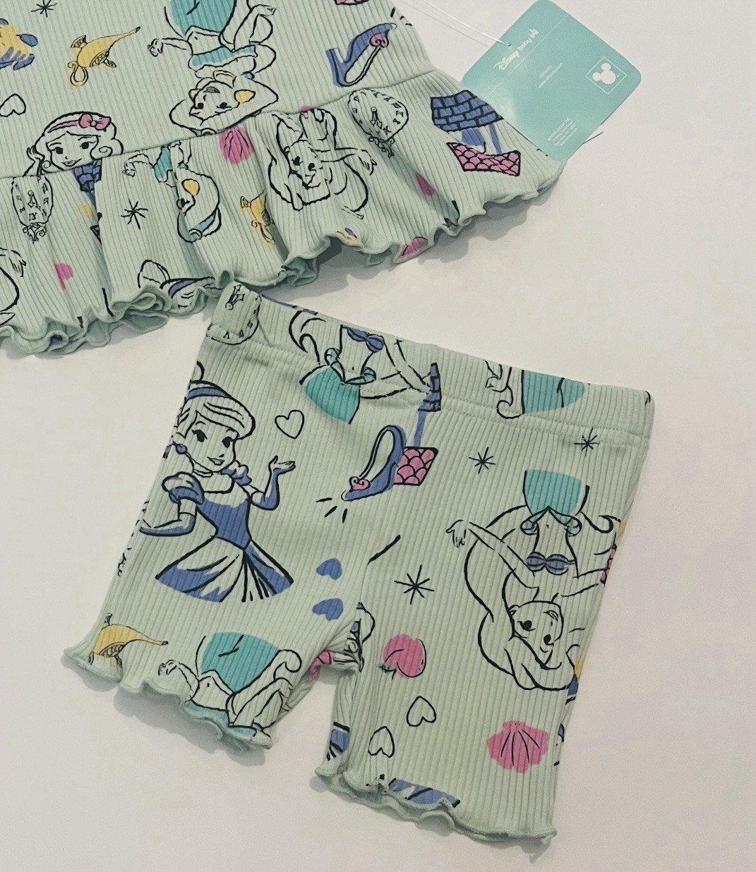 Disney Baby Girl Princess Outfit 3-6 Months Shorts Shirt 2 PC Set Cute New