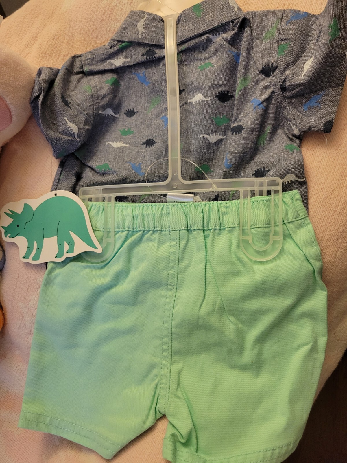 Little Beginnings 6-9M Boys 2 Piece Dinosaur Button Collared Shirt & Shorts