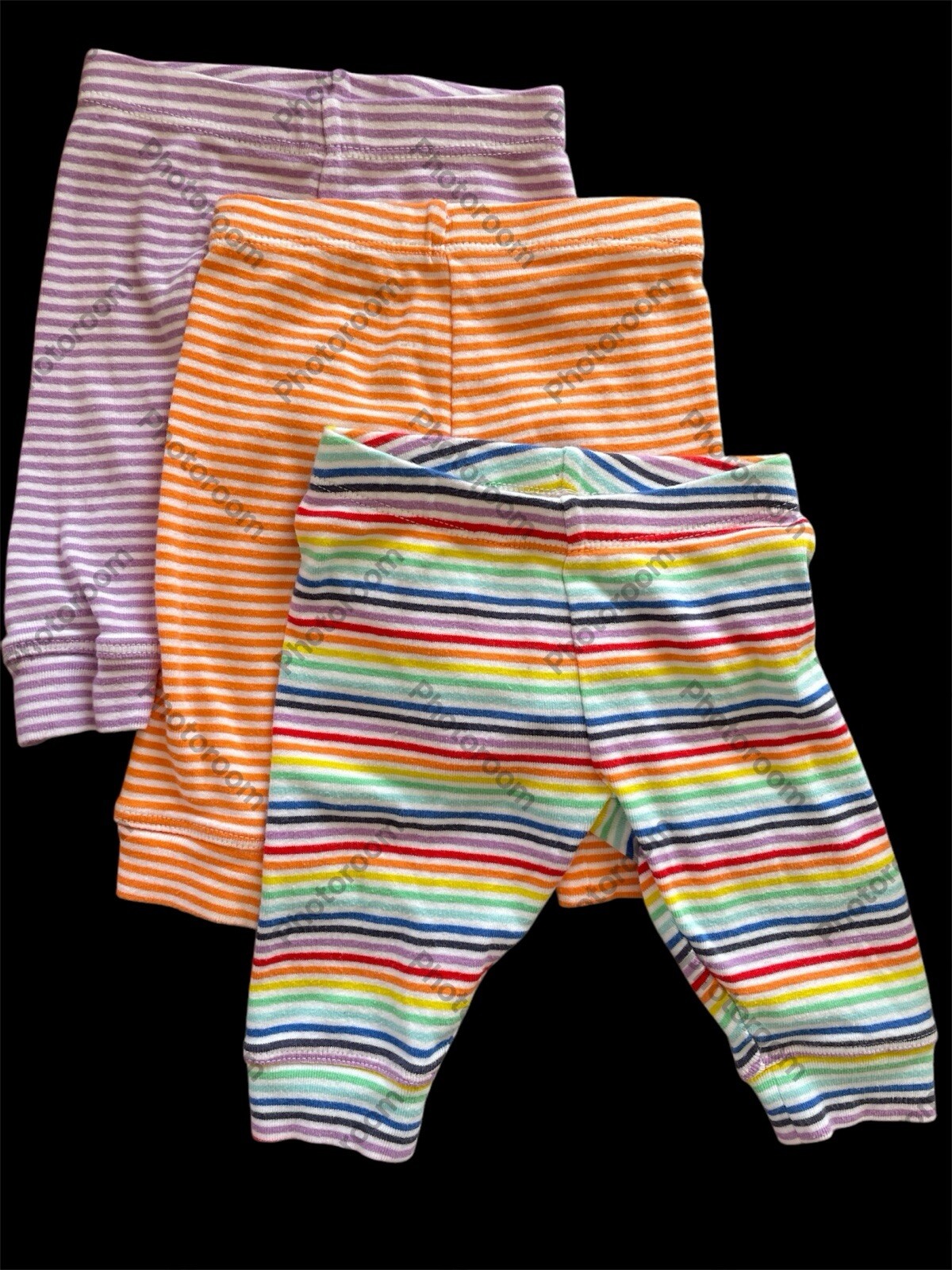 Primary EUC 3-PACK 100% Organic Cotton Knit Striped Leggings-0-3 Mos