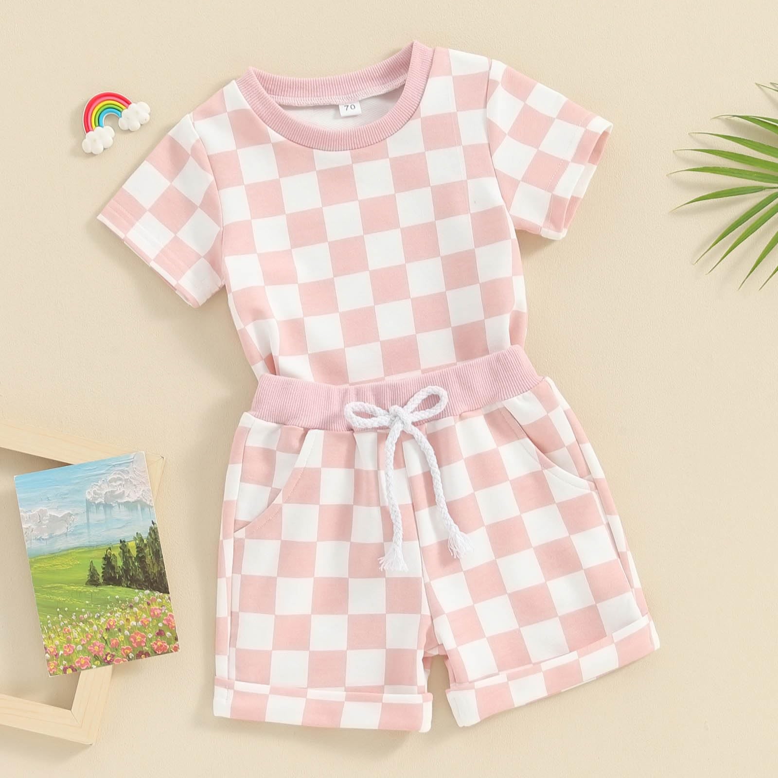 Toddler Baby Girl Outfit Newborn Girl Summer Clothes Short Sleeve T Shirt Che…