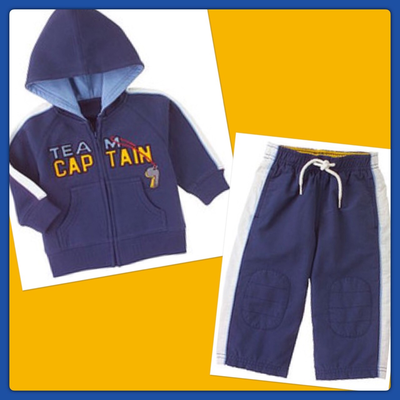 NWT 12-18 Gymboree VARSITY FOOTBALL blue 2pc HOODIE Sweatpants Set TEAM CAPTAIN