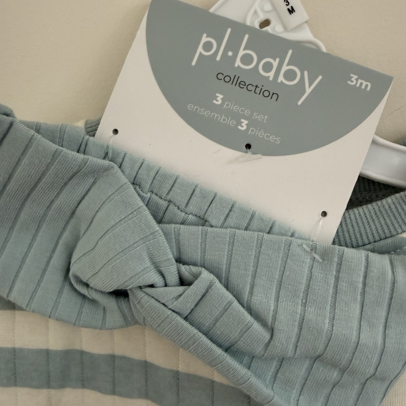 PL Baby 3 Piece Outfit Set Infant 3M Girls Stripped Knit Sweater Pants Headband