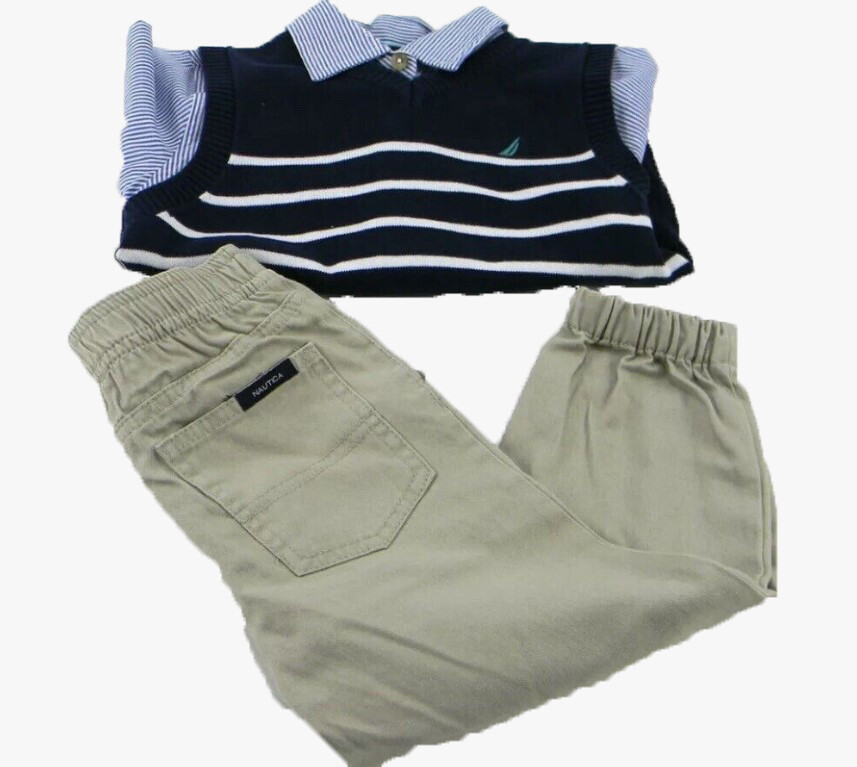 Nautica Boy’s 3-Piece Sweater/Vest/Pant Set Navy/Khaki