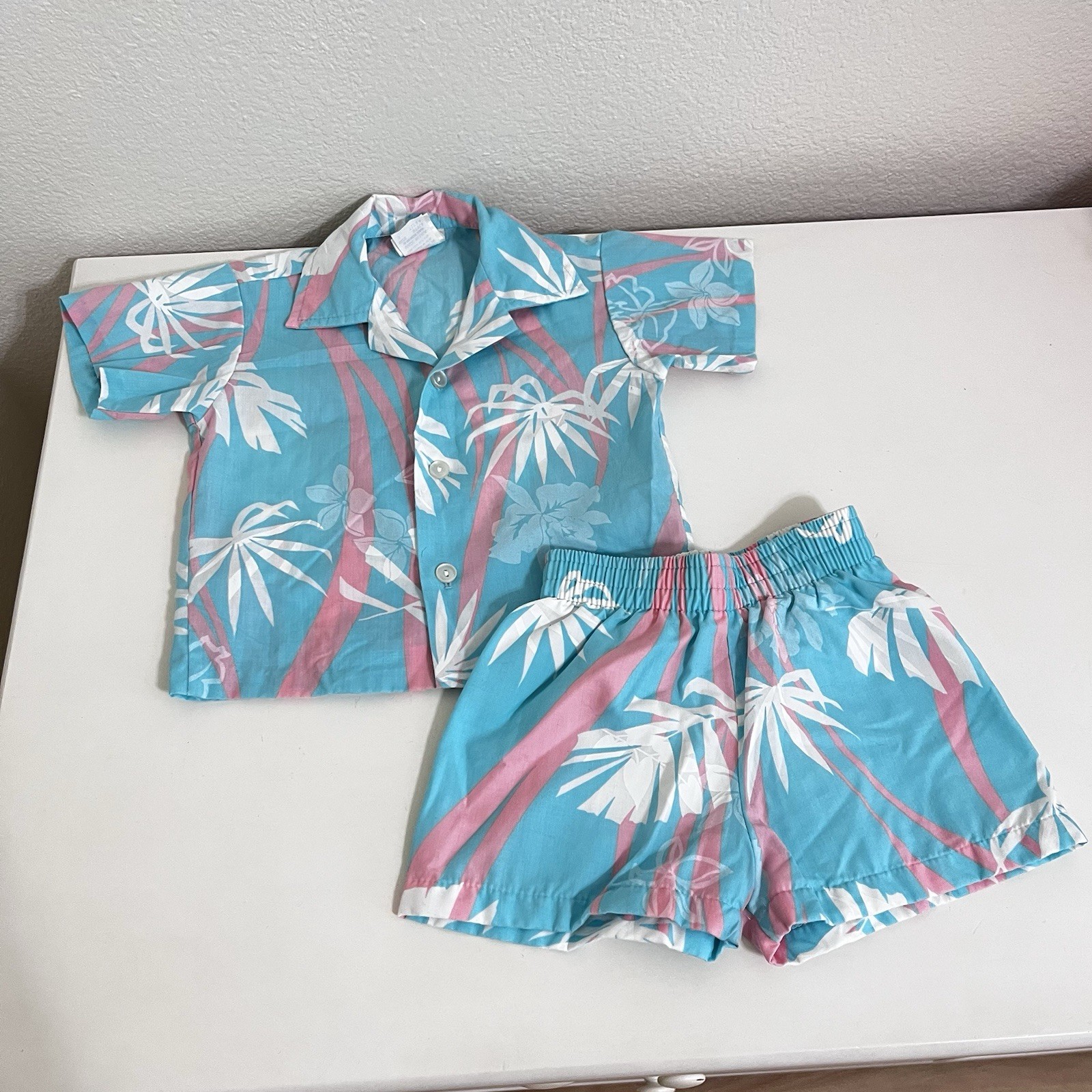 Nui Nalu Hawaiian Shirt and Shorts Set Hawaii Tropical Pastel USA Boys Size 3