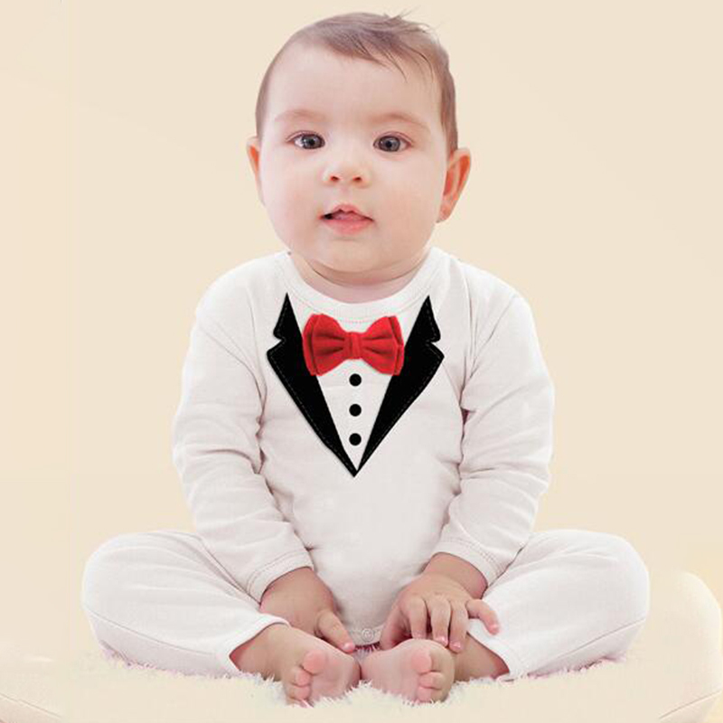 Baby Newborn Tuxedo Romper Bodysuit Jumpsuit Outfits Wedding Party Formal Suit
