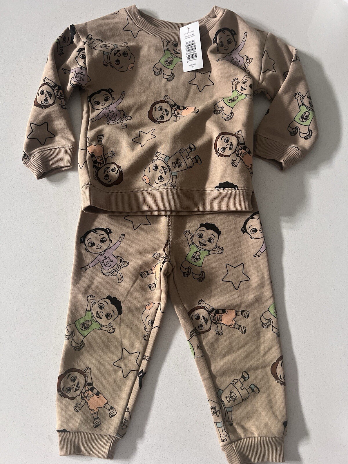 CoComelon 2 Piece Baby Pullover & Jogger Pants Set Tan 18 Month NWT