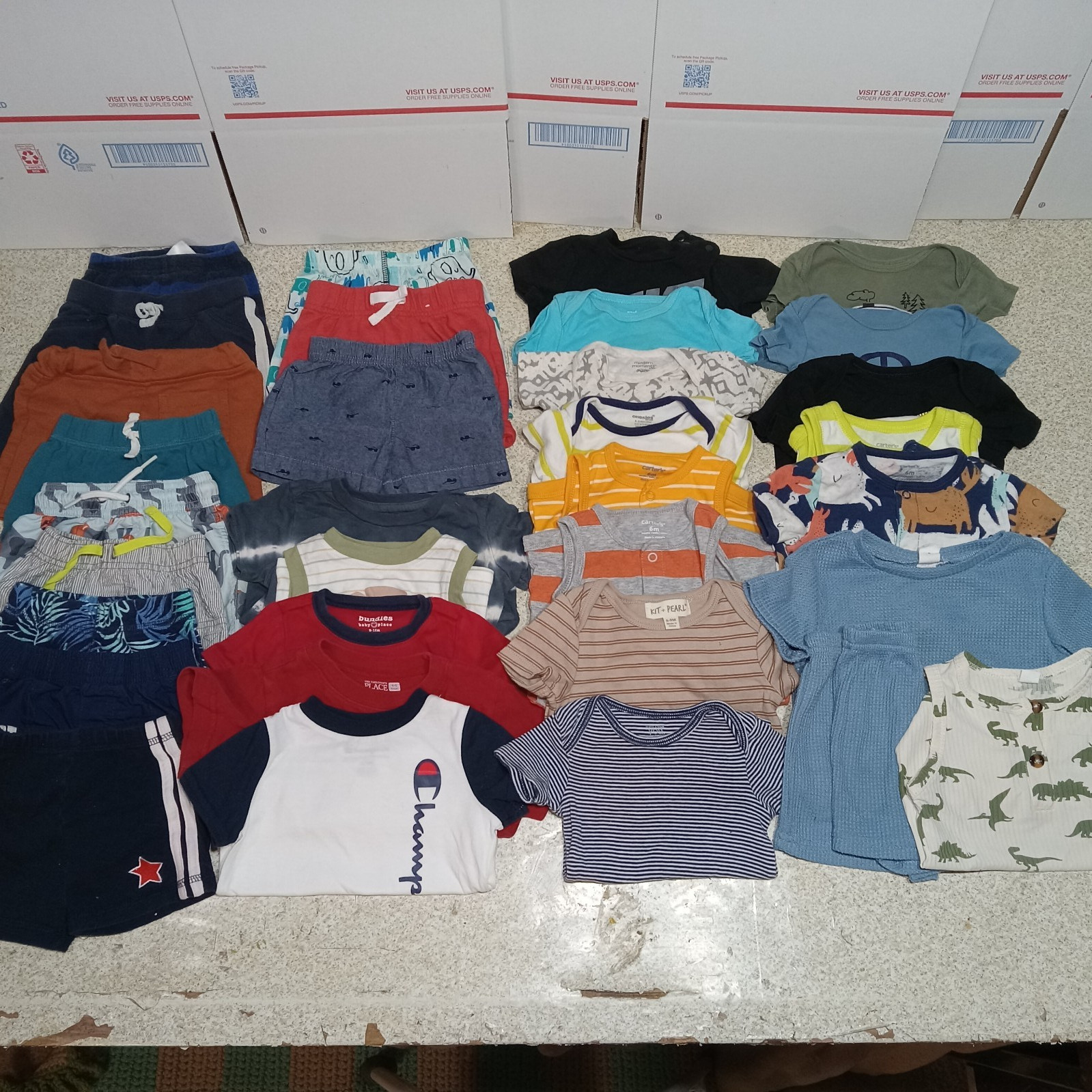 Boys 6-9 Months Large summer clothing lot 32 pcs 1zees shorts shirts rompers GUC