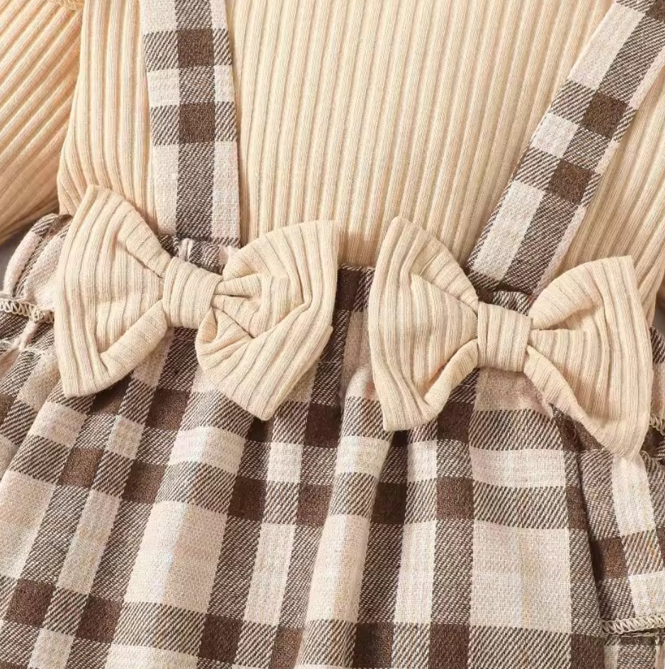 Newborn Baby Girl Knit Bow Bodysuit Long Sleeve Romper 0-18M