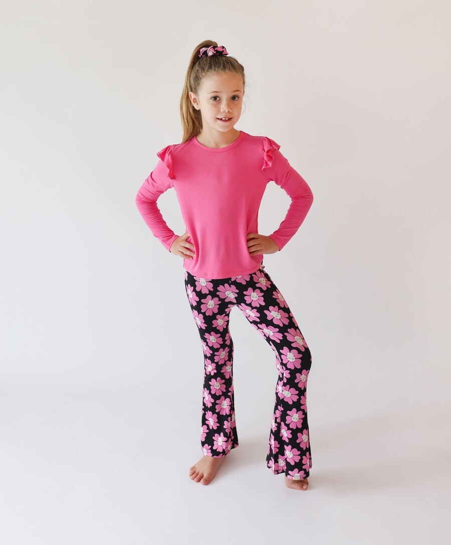 Posh Peanut “Winifred” bamboo skull flared pants/ruffle top set, 3T/4T, NWT