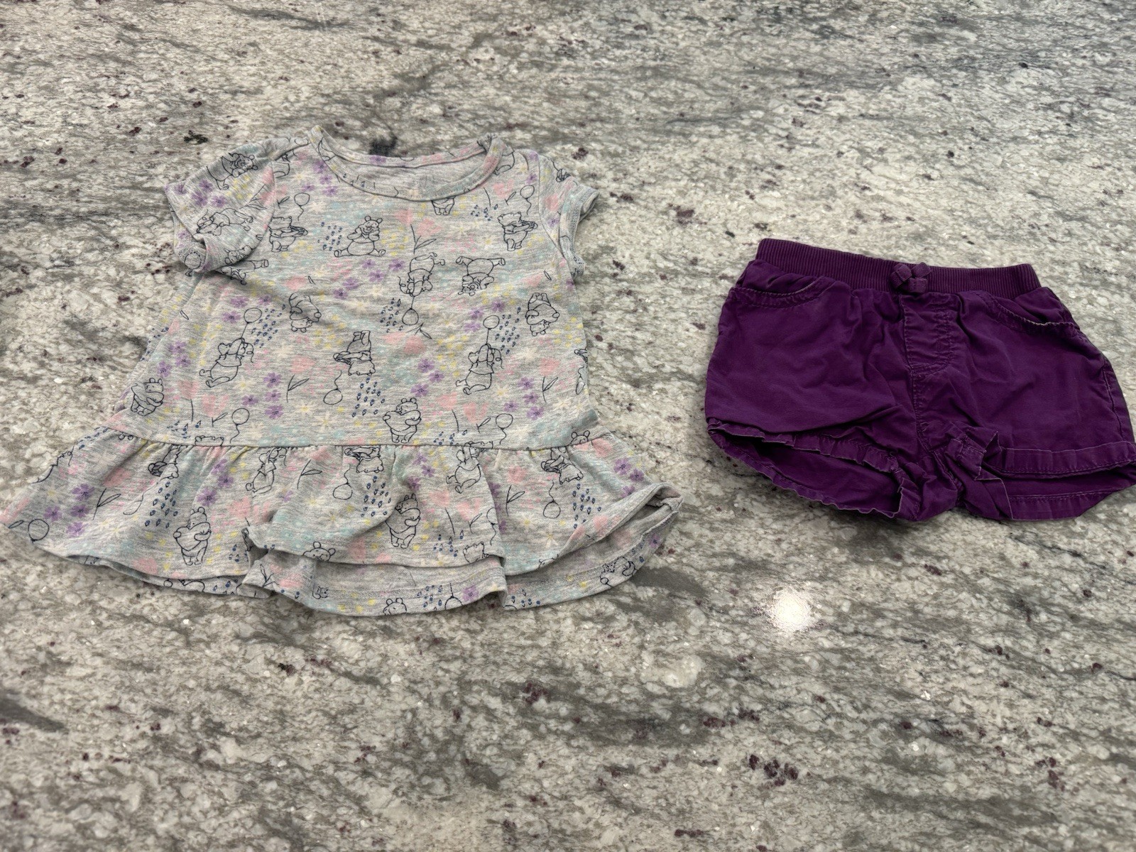 Disney JumpingBeans & Children’s Place Toddler Girl 18-24 Mo Pooh Shirt & Shorts