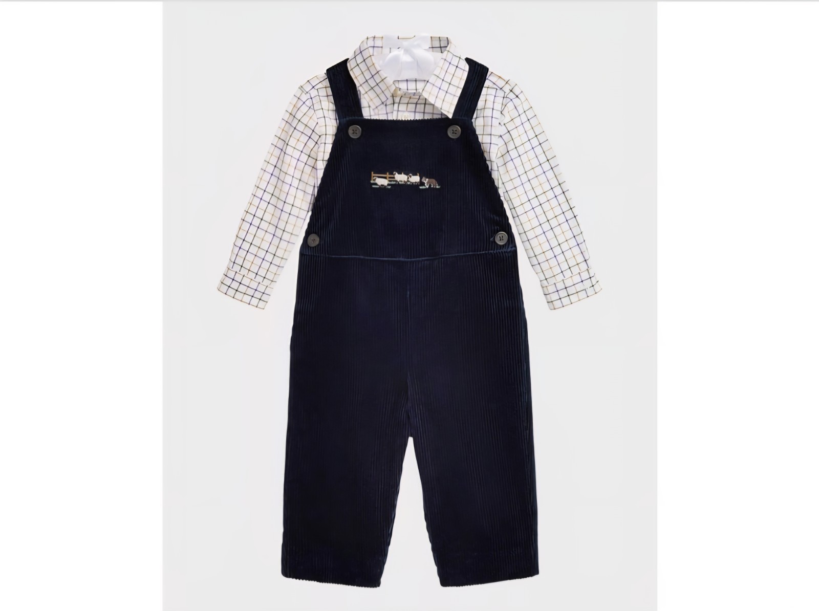 RALPH LAUREN Boy’s Embroidered Corduroy W/ Button Down Shirt, Size 18M $250