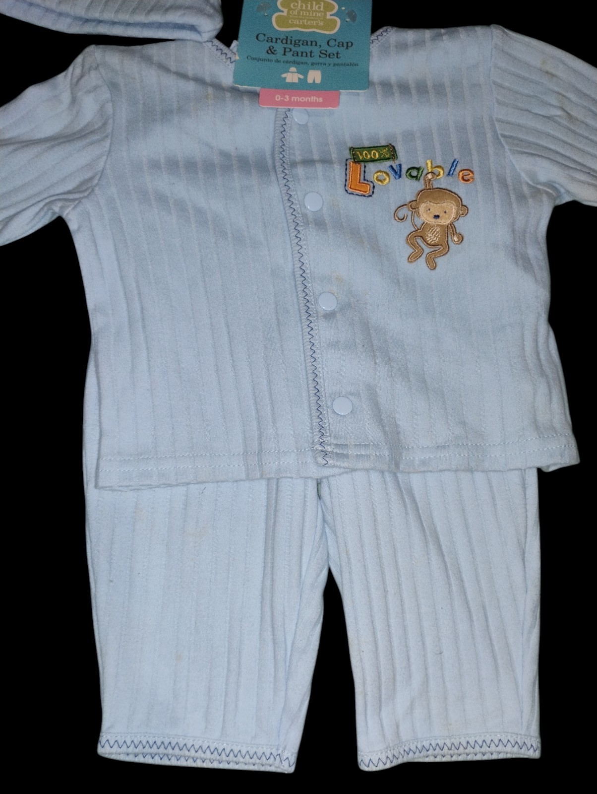 2006 Carter’s Child Of Mine Cardigan, Cap, & Pant Set 0-3 Months