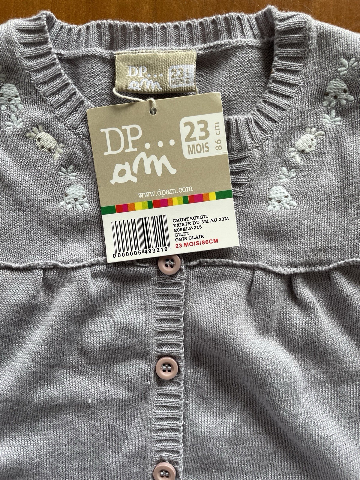 D’PAM NWT Grey Cotton Knit Embroidered Top & Coordinating Pants-23Mos