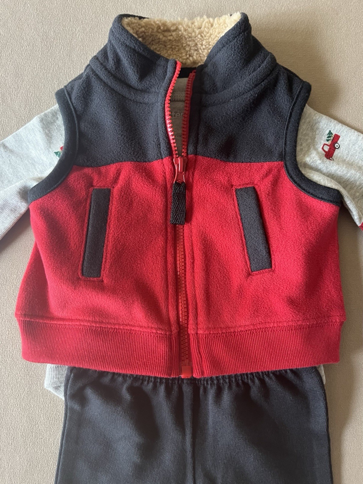 Carter’s Baby Boys Newborn THREE Piece Set-Bodysuit, Pants & Vest, New With Tags