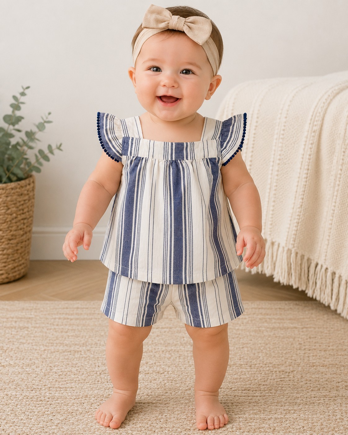 Carter’s Baby Girls’ 2-Piece Striped Linen Tank & Short Set 9 Months