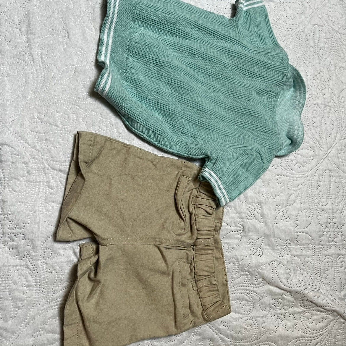 Penguin Knit Polo Shirt Khaki Shorts Outfit Size 12m