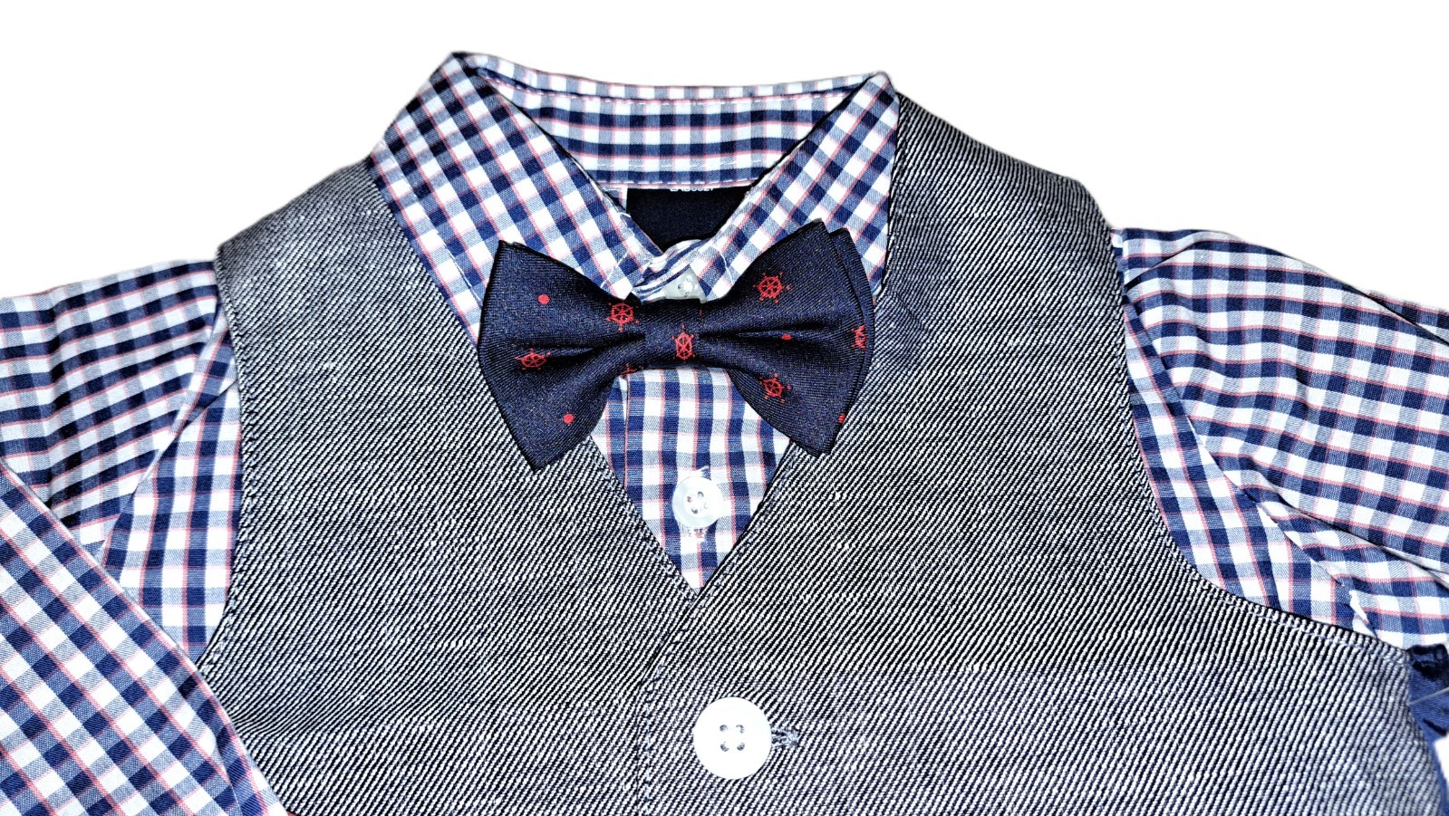 Boys NAUTICA red white blue suit set 12 months NWT pants vest bow tie shirt