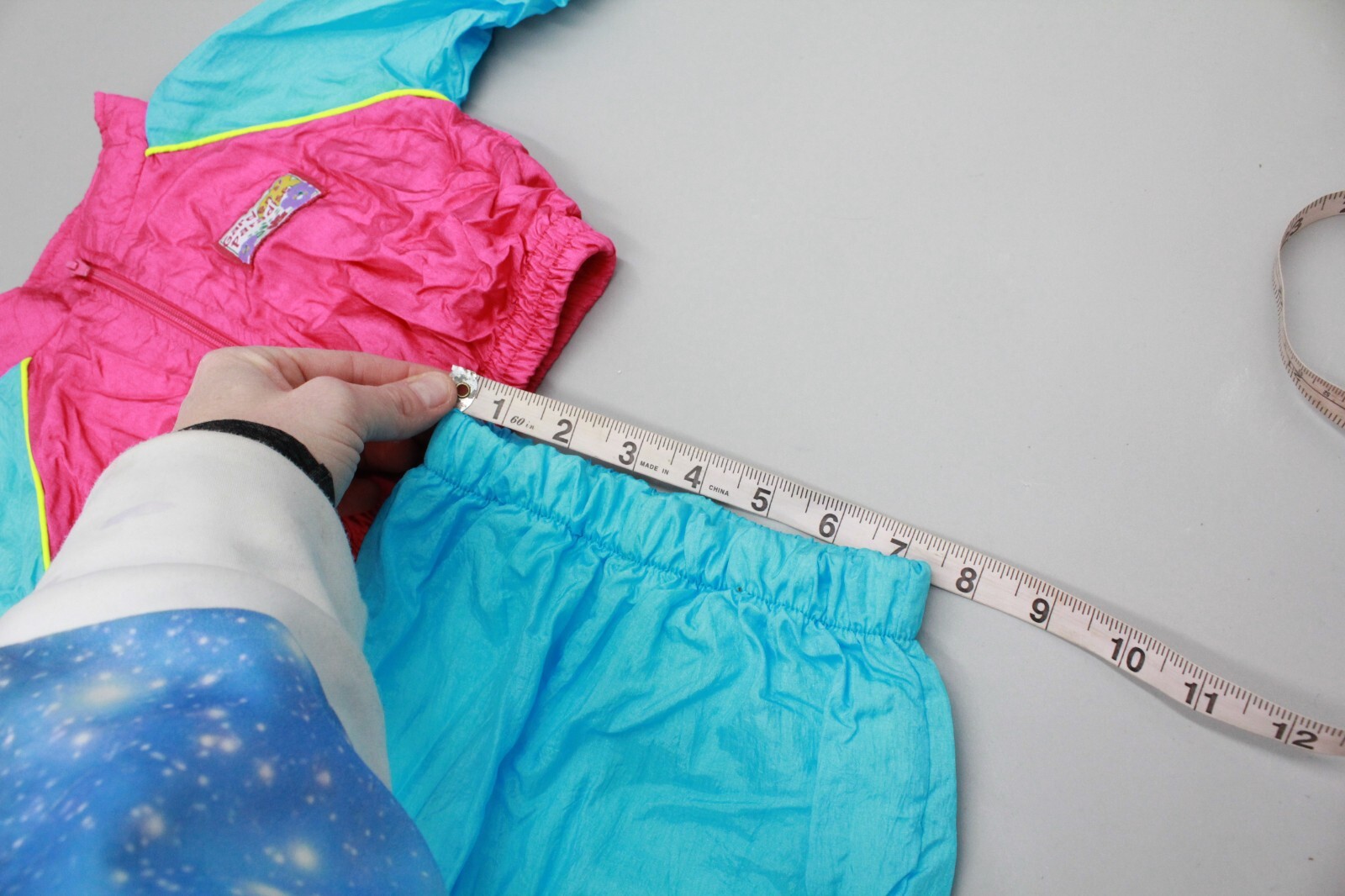 McKids Vintage Pink Blue Garden Paradise 12M Outfit Nylon Jacket Pants Parachute