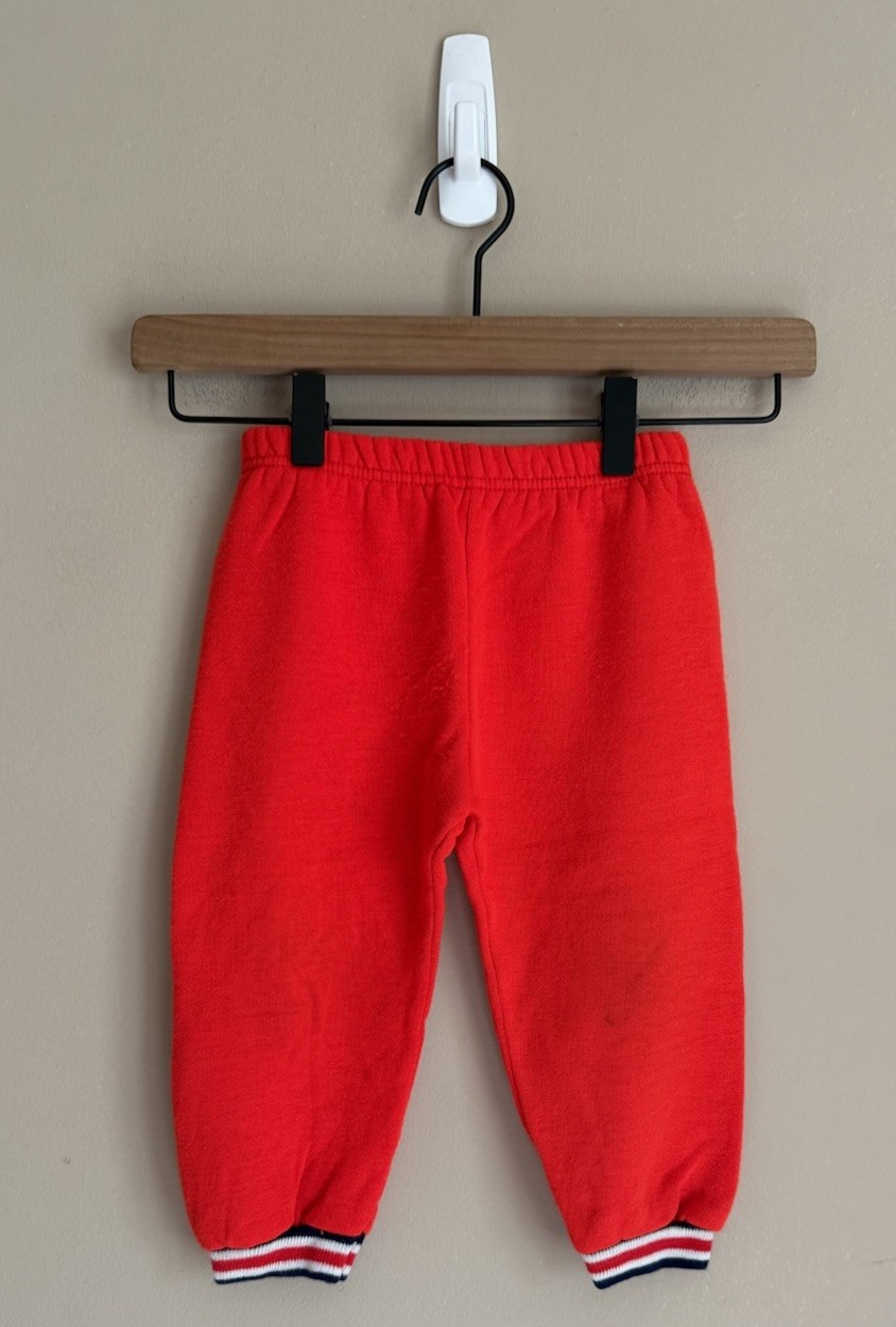 Vintage Toddler Sweat Suit Hoodie Pants Snap Size 2T 3T 1970s 1980s Red Vtg
