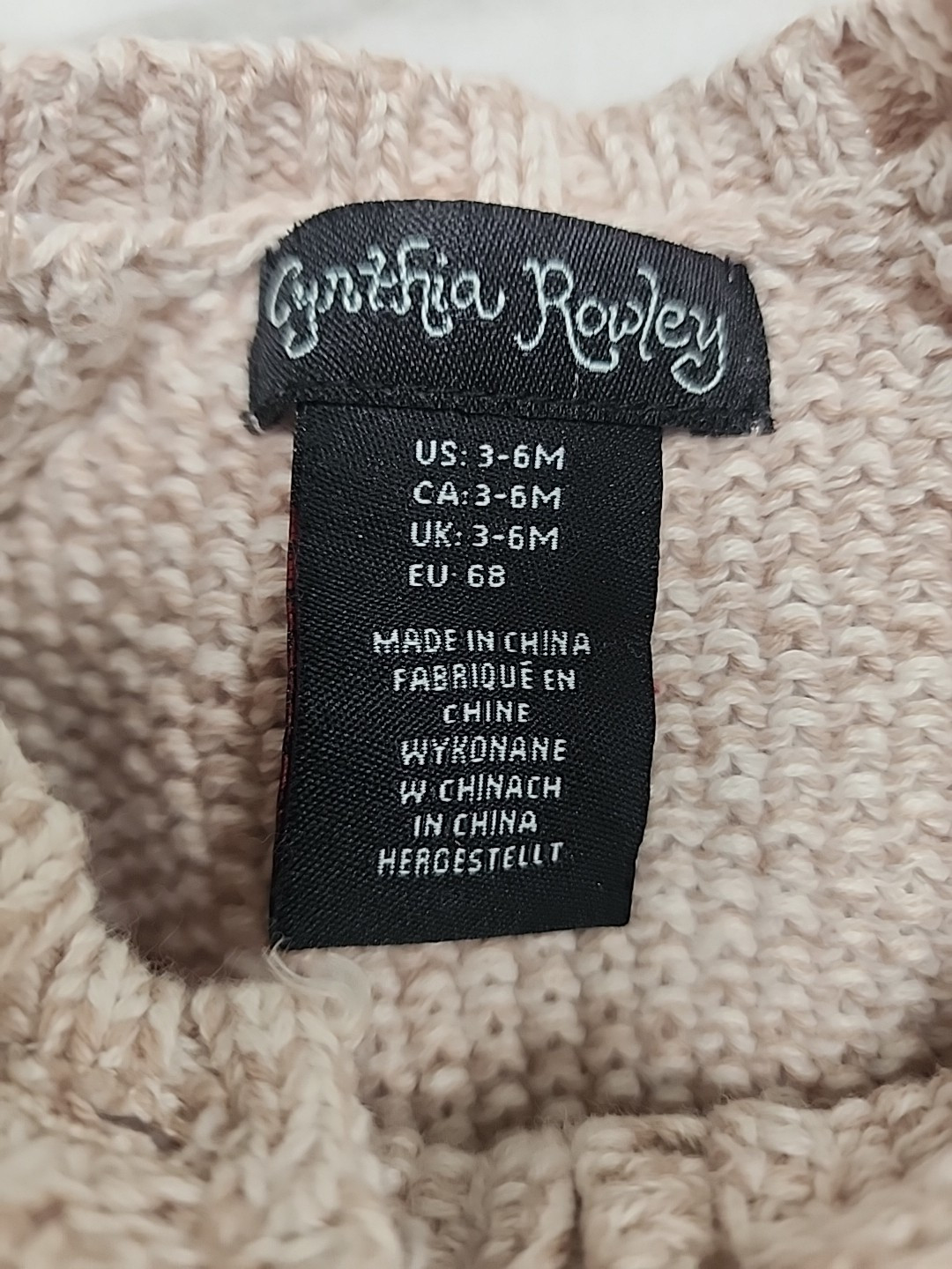 Baby Girl Cynthia Rowley Beige Knit Sweater 3-Piece Set 3-6 month size