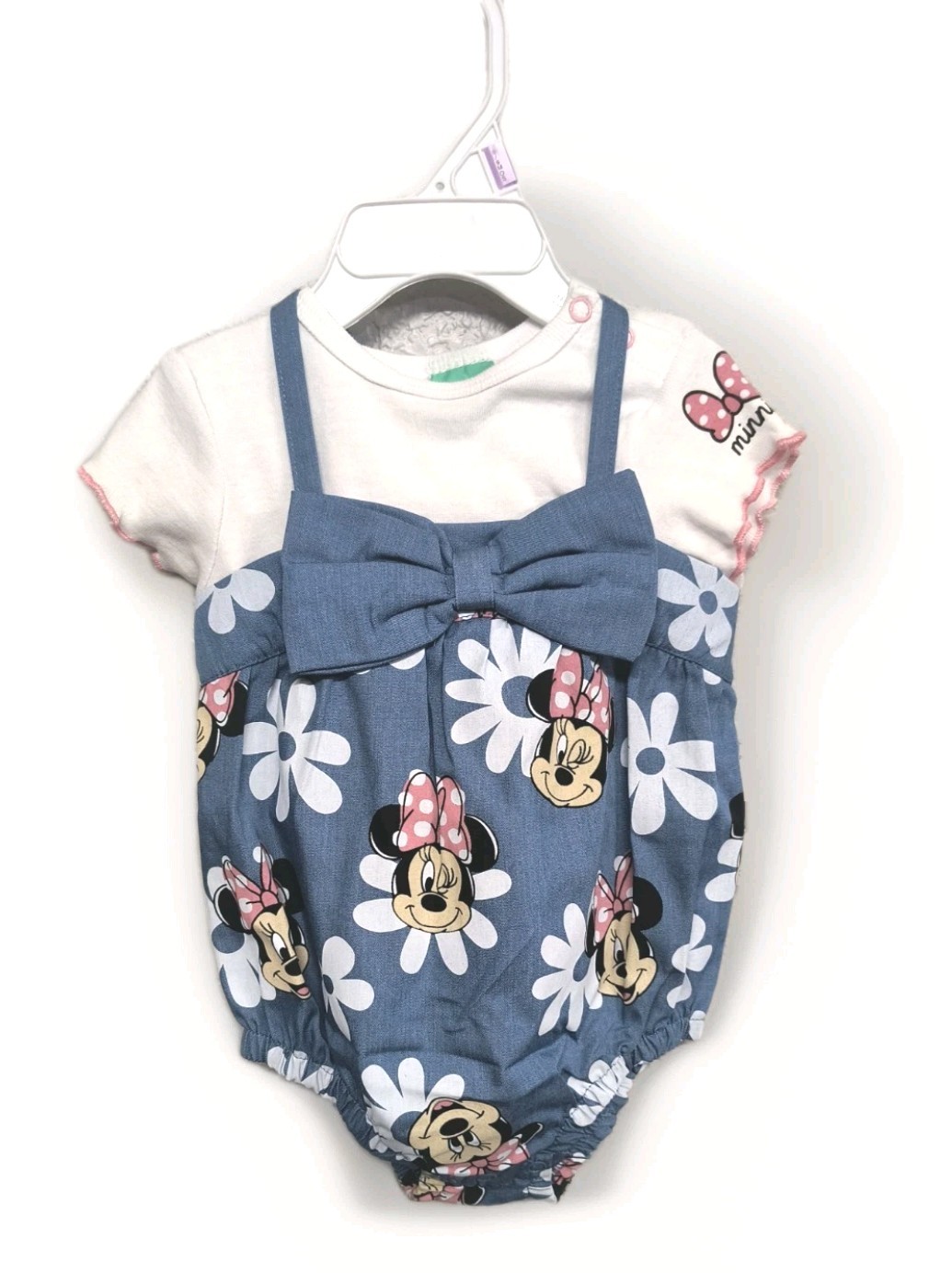 Nwt Disney Baby Girls Minnie Mouse Bubble Romper 2 Piece Set Size 6-9 Months