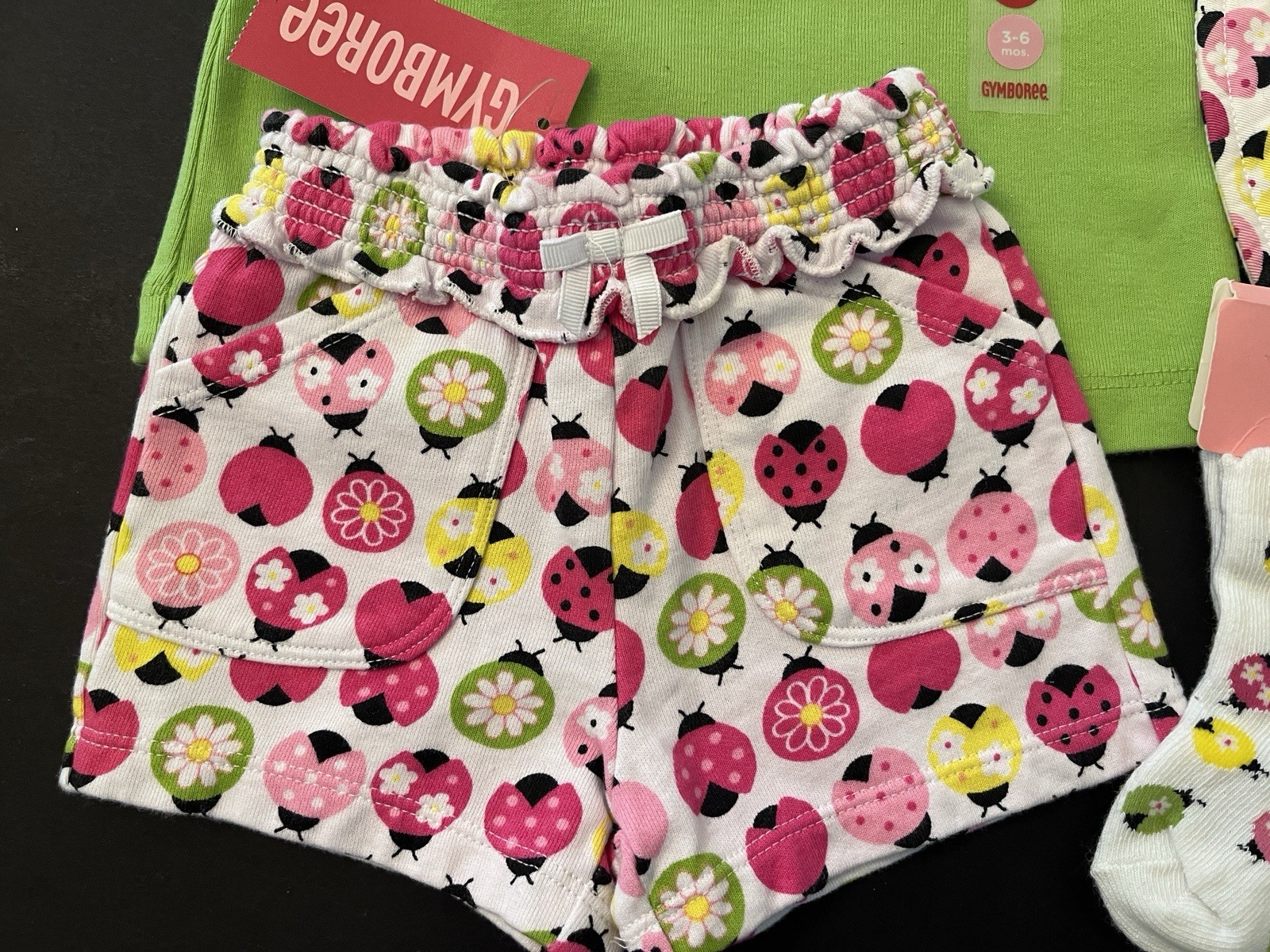 NWT Infant 3-6 mo Gymboree PRETTY LADY vintage 4-piece Summer Shorts Set Ladybug