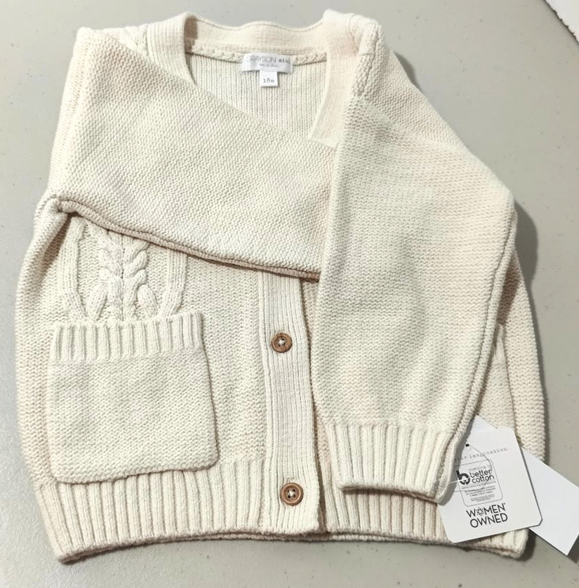 NEW Grayson Mini Baby Cable Cardigan Sweater + Joggers 18 Mo Infant Outfit