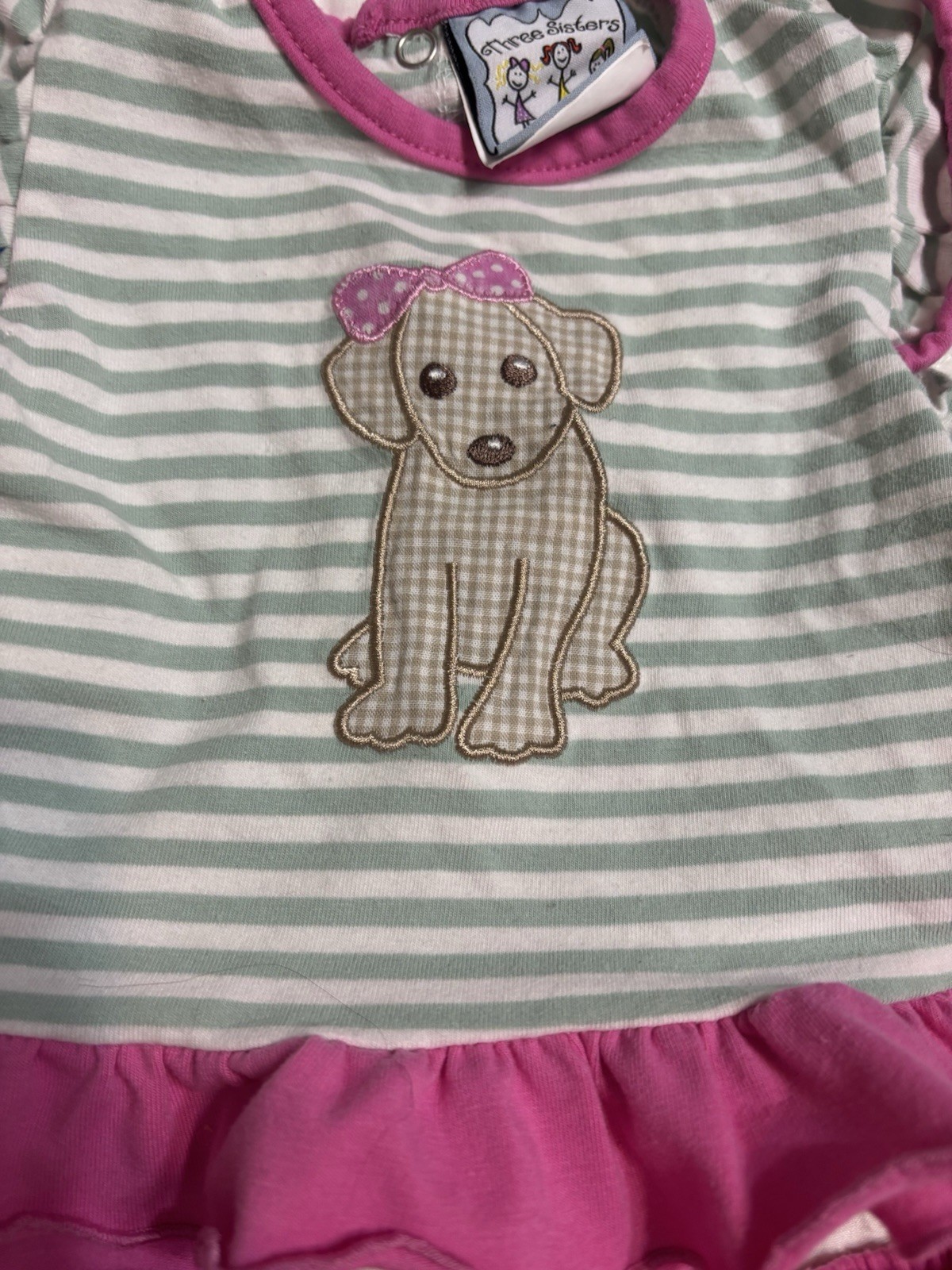 Three Sisters Boutique 3mth Applique Puppy 2pc