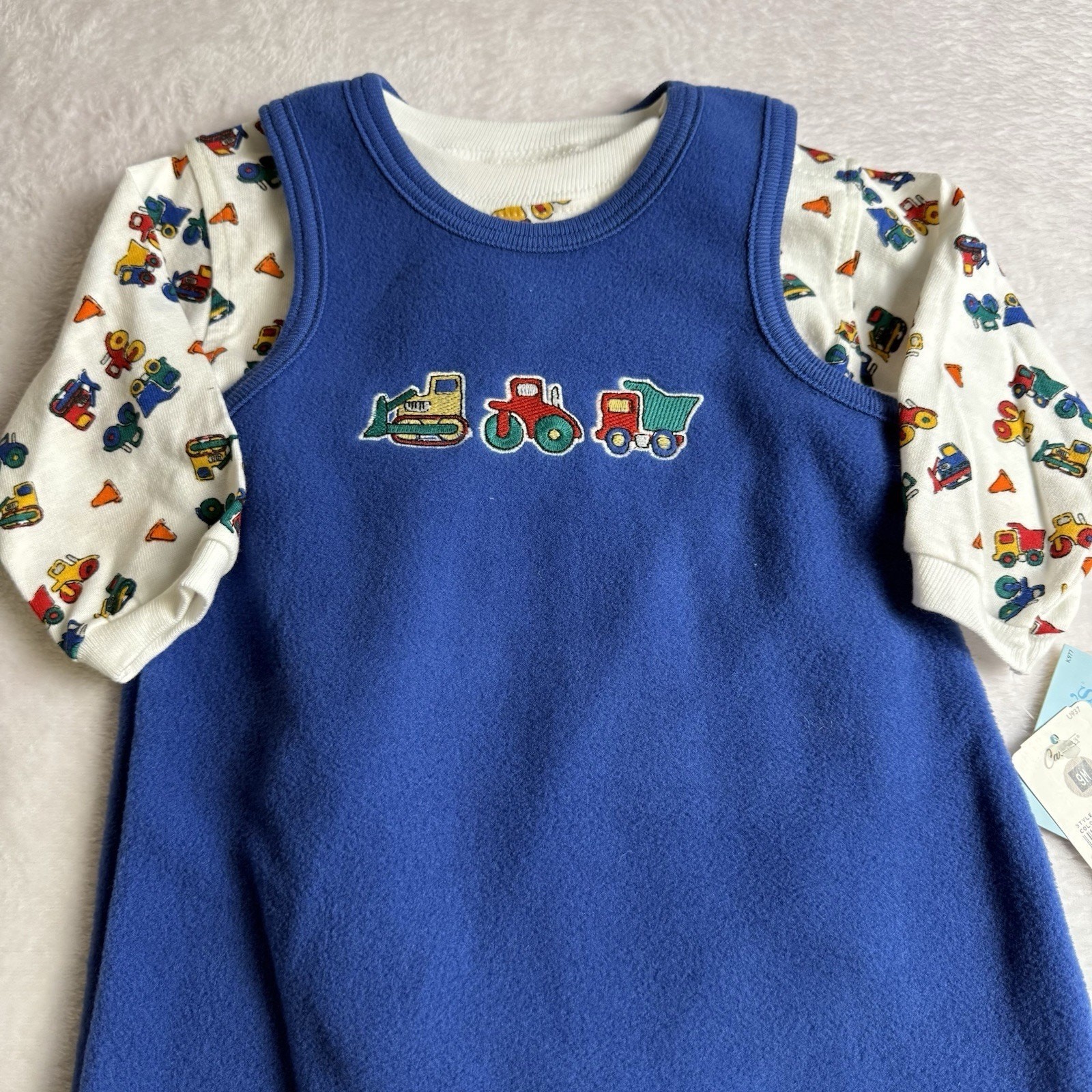 New Vtg Toddler Boy Carter’s 2 Pc Retro Outfit Construction Overall 6-9 Months