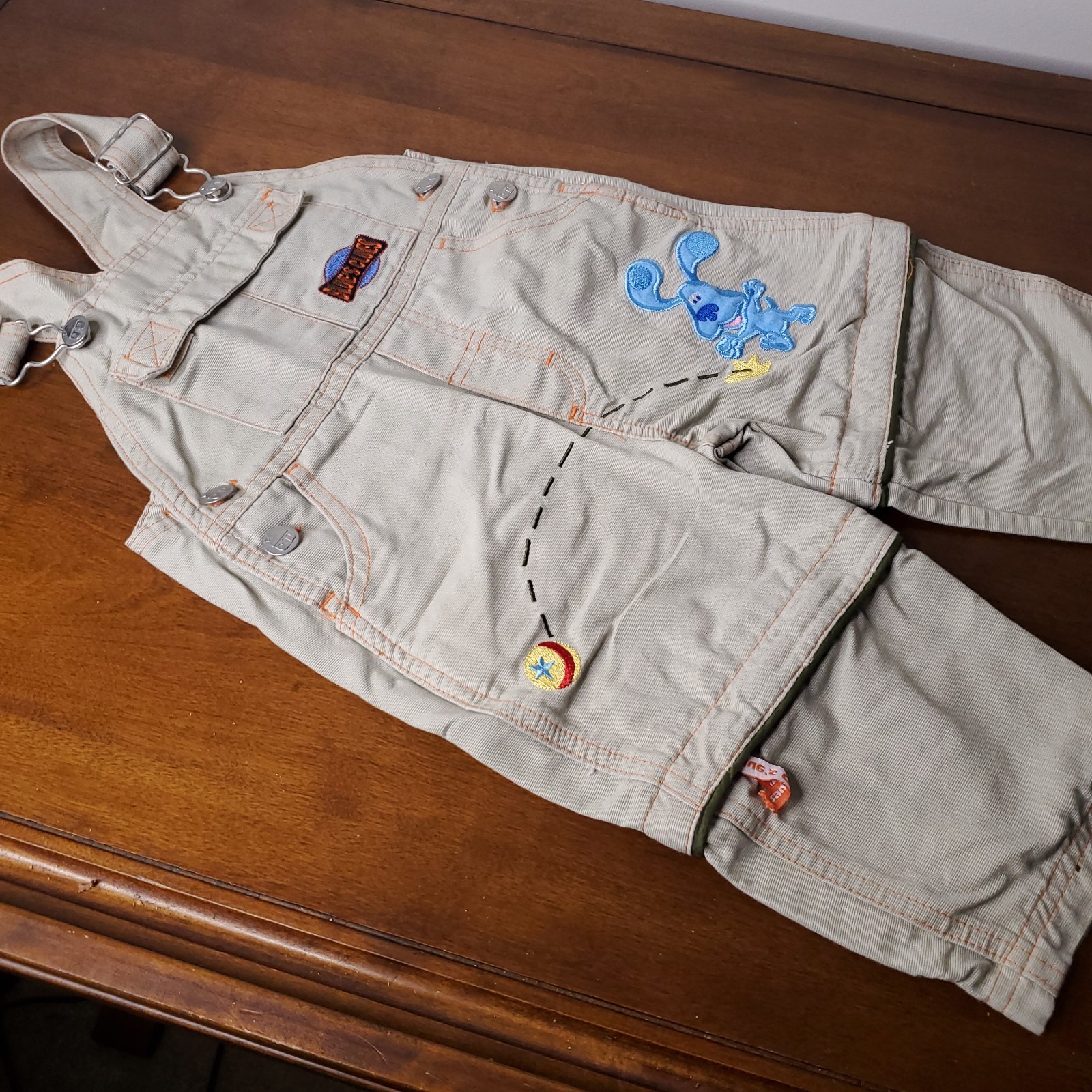 Vintage y2k Blue’s Clues 18M bib overalls Shortalls convertible tan