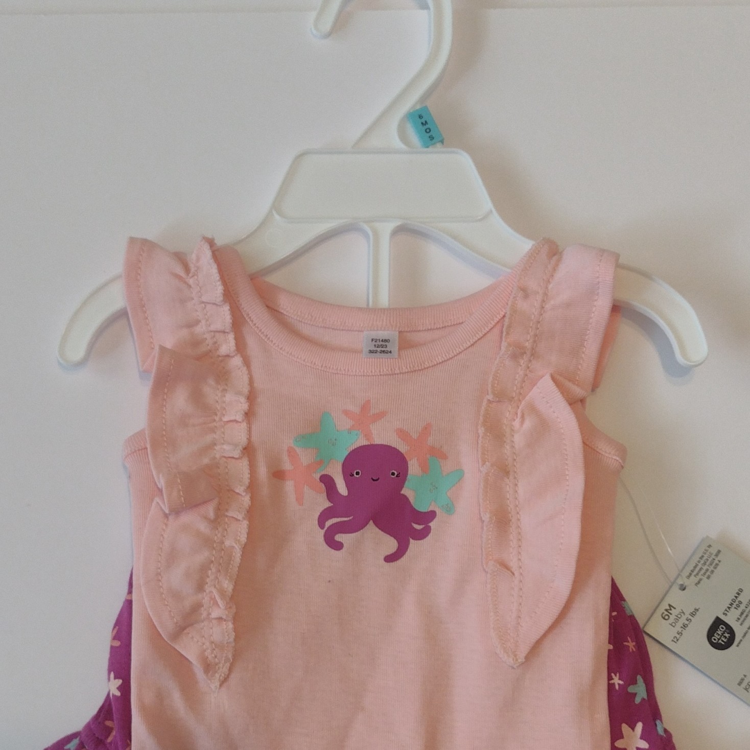 Okie Dokie Girls 2pc Octopus Top & Starfish Shorts Set Pink Purple 6M