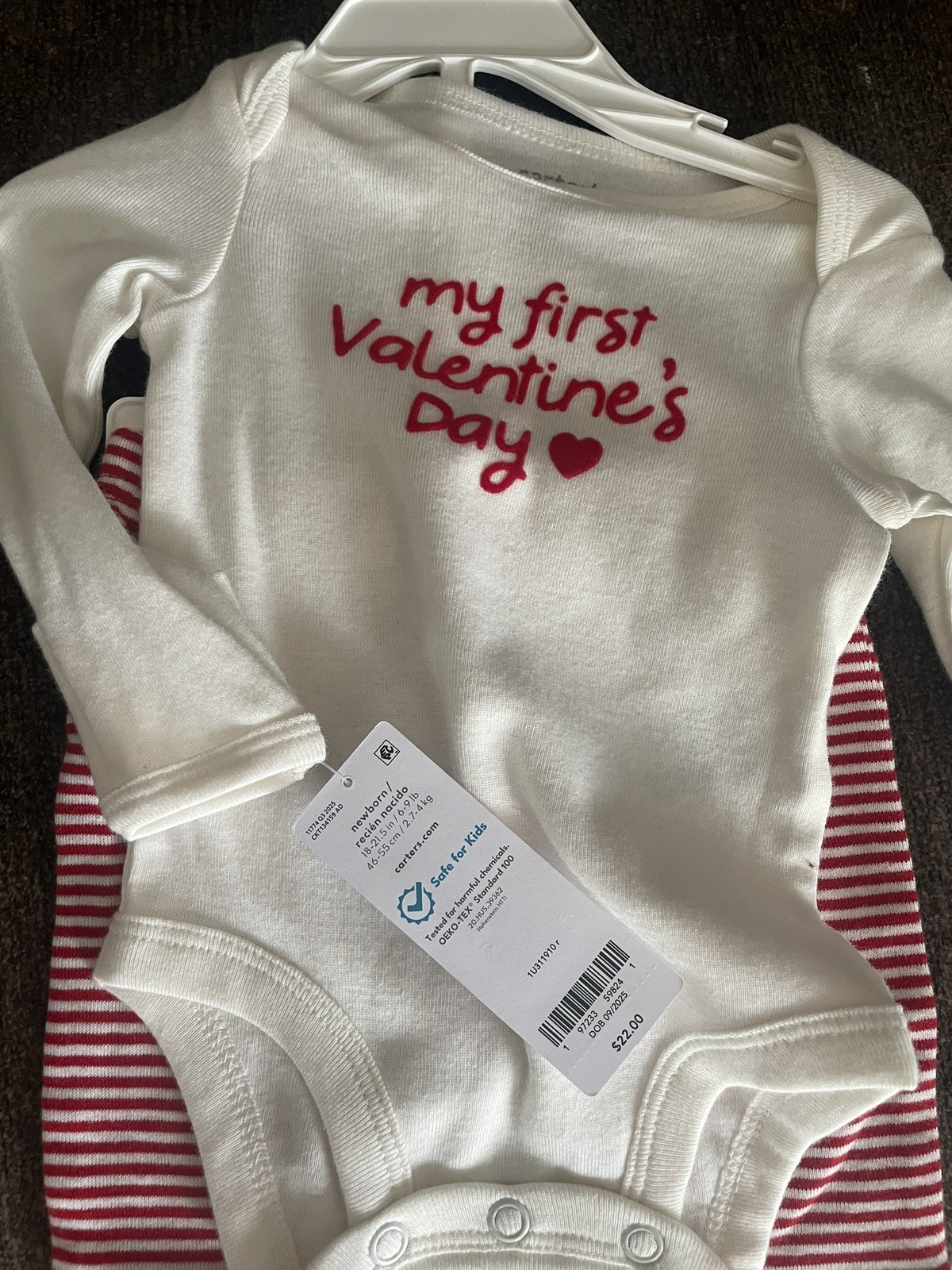 Newborn My First Valentines Day Carters Body Suit And Pant Set NWT