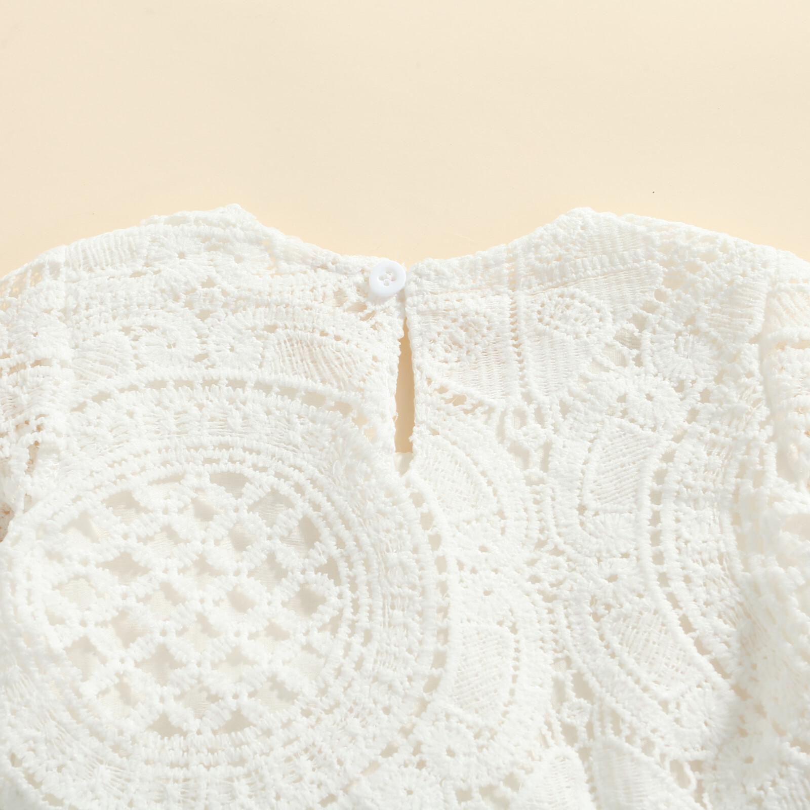 NEW White Crochet Lace Bell Sleeve Tunic Bell bottoms Girls Outfit Set