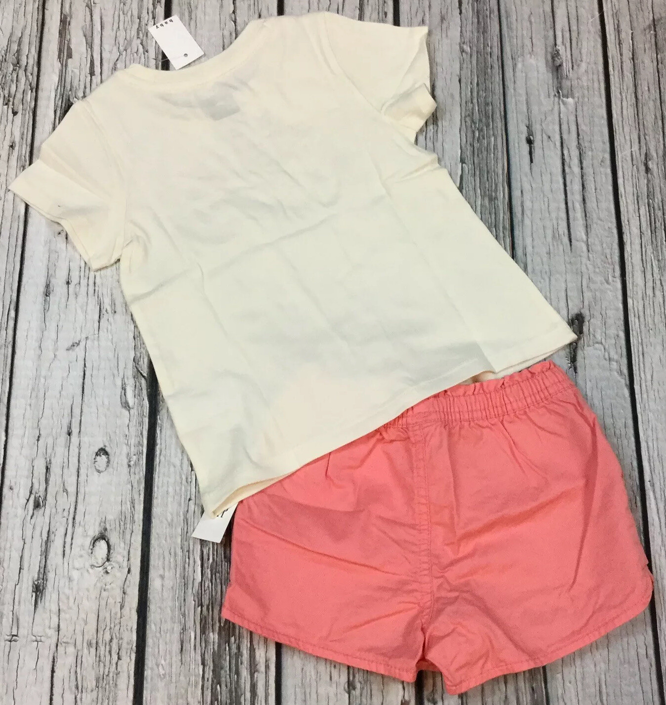 Baby Gap Girls 4 / 4T Floral Logo Shirt & Pink Pull-On Shorts. Nwt