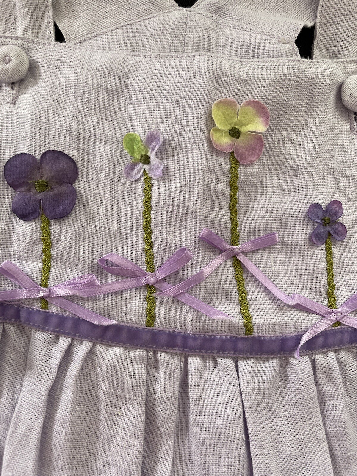 Rosetta Millington NWT Lavender Linen Embroidered Overall + Cotton Top-3T