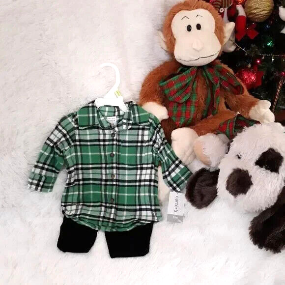 CARTER’S BABY 2pc Flannel Top & Corduroy Pants Set, “BABY BOY” (Size 3M) ~ NEW
