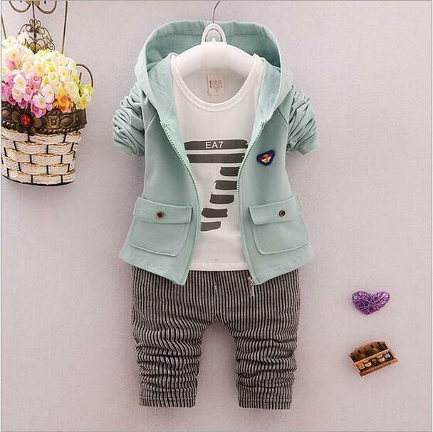 Patpat 3 piece long sleeve tee shirt striped trousers and jacket 9-12 month