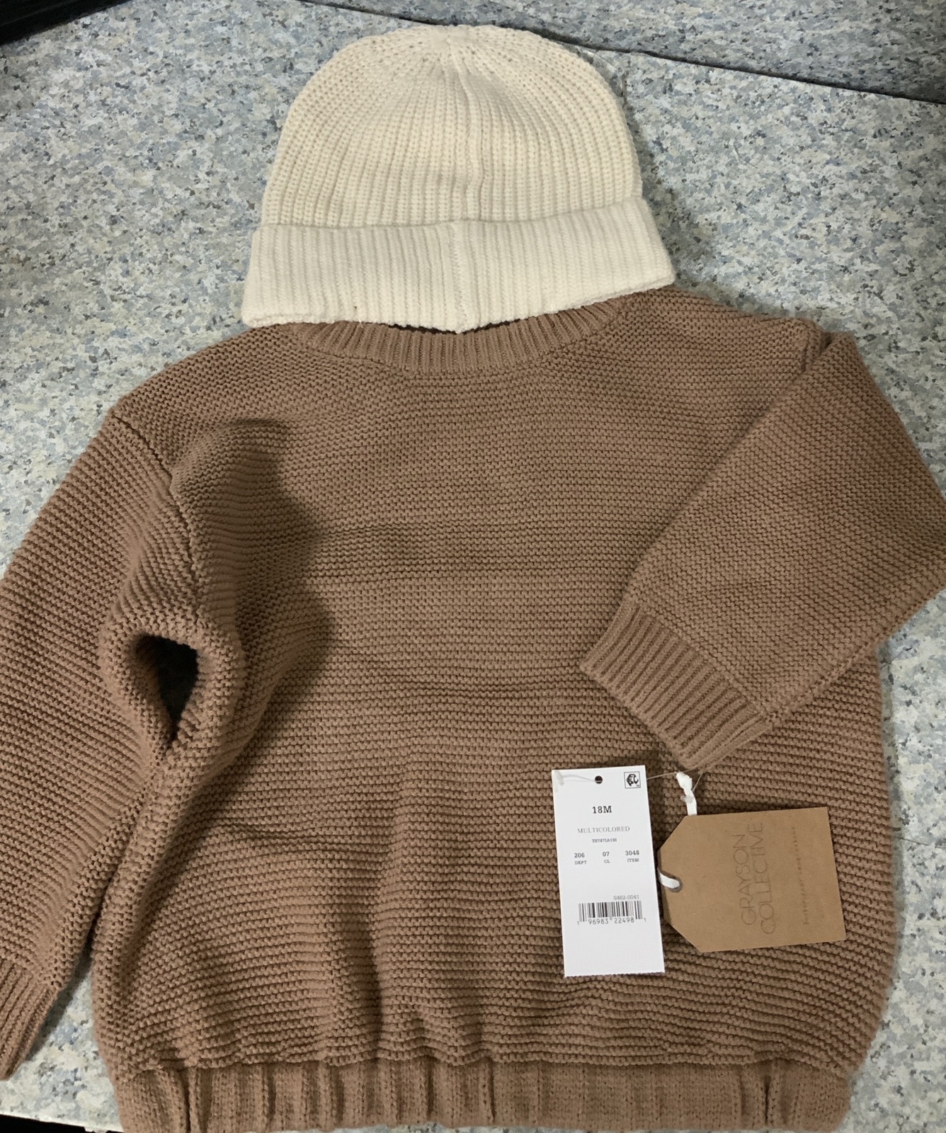 ⚡️Grayson Collective Baby Beanie & Sweater, Cream/brown 18 Months