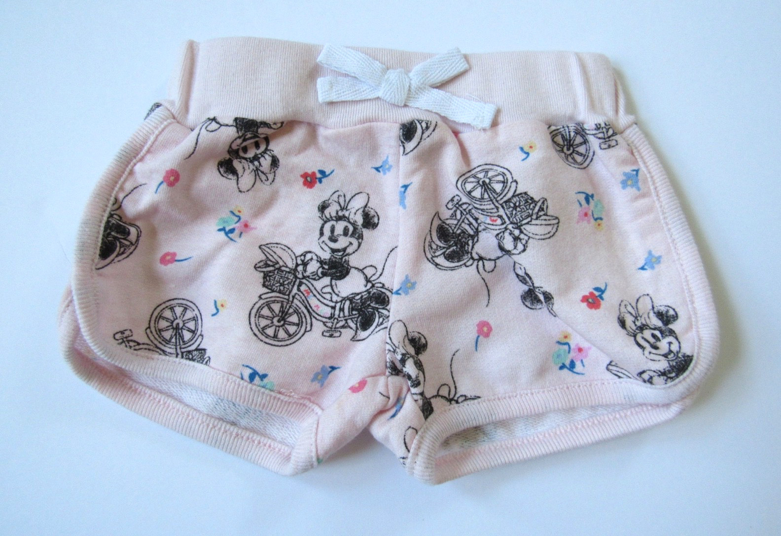 Disney Baby Outfit 0-3 Months Minnie Mouse Pink Bicycle Print Top Shorts 2 Piece