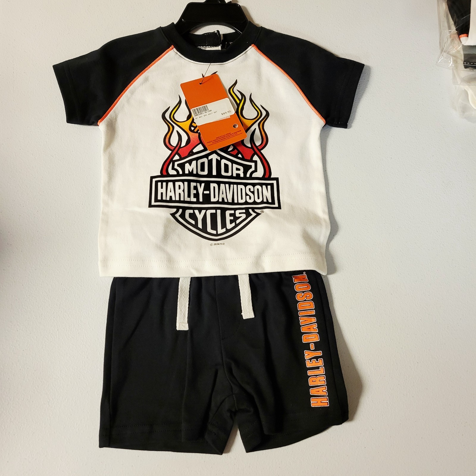 Harley-Davidson Baby Boys’ 2-Piece Newborn Knit Raglan T-Shirt & Shorts Set