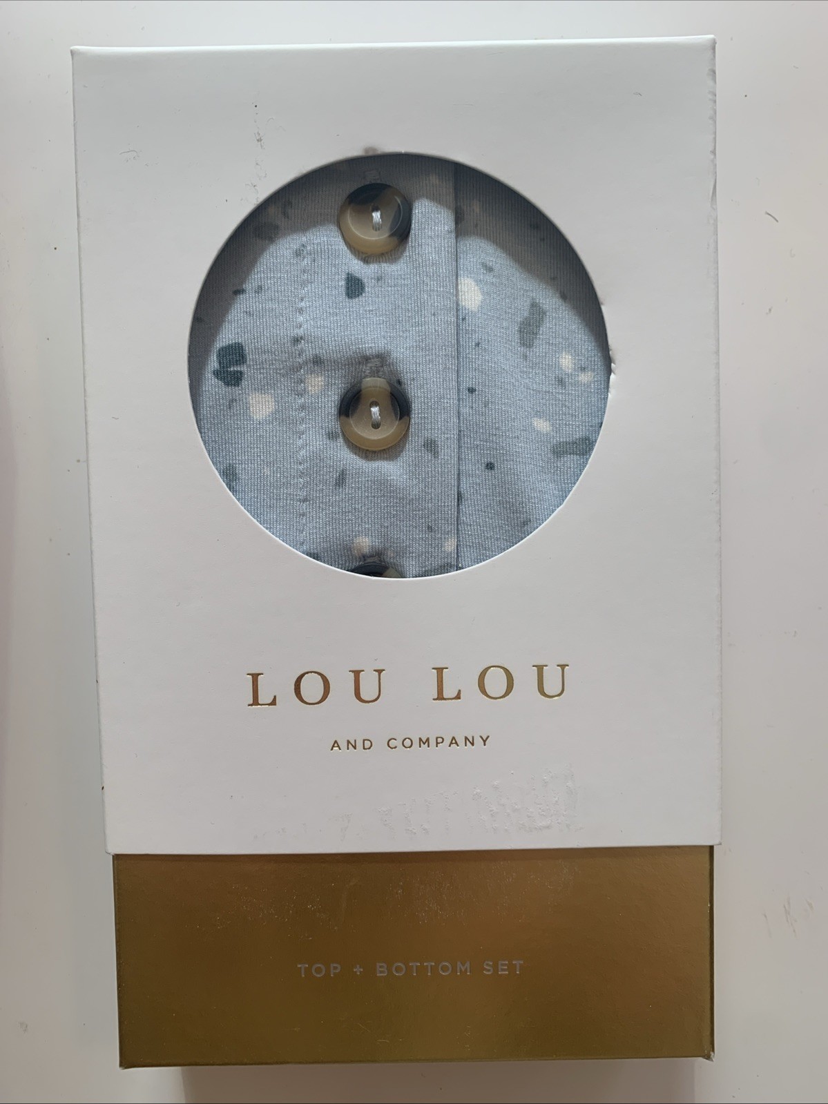 Lou Lou & Co Bamboo Baby Outfit Top Bottom Set Steele Print 3M New in Box