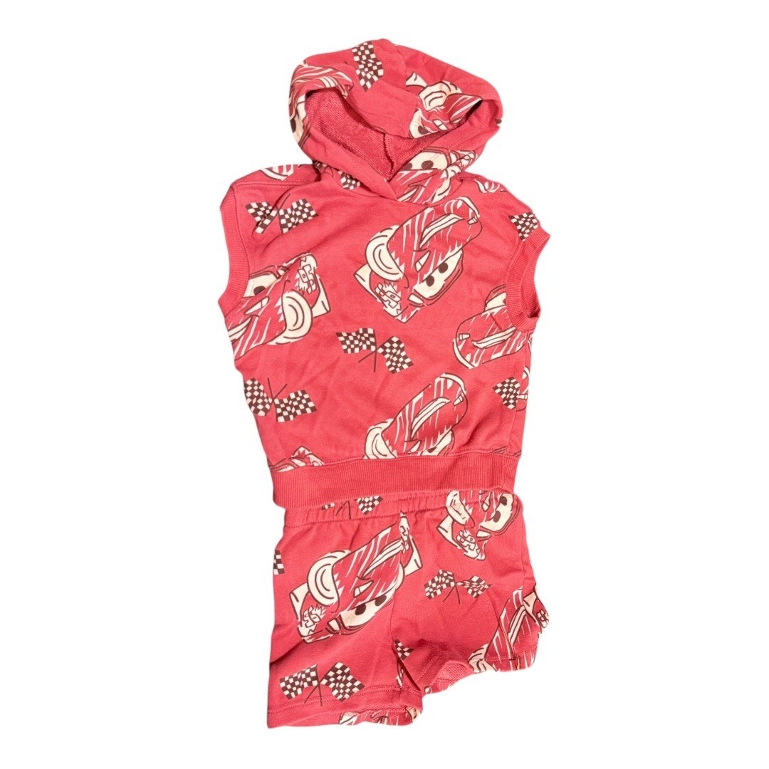 Disney Pixar Cars Sleeveless Hoodie and Shorts Set 12M Red Lightning McQueen