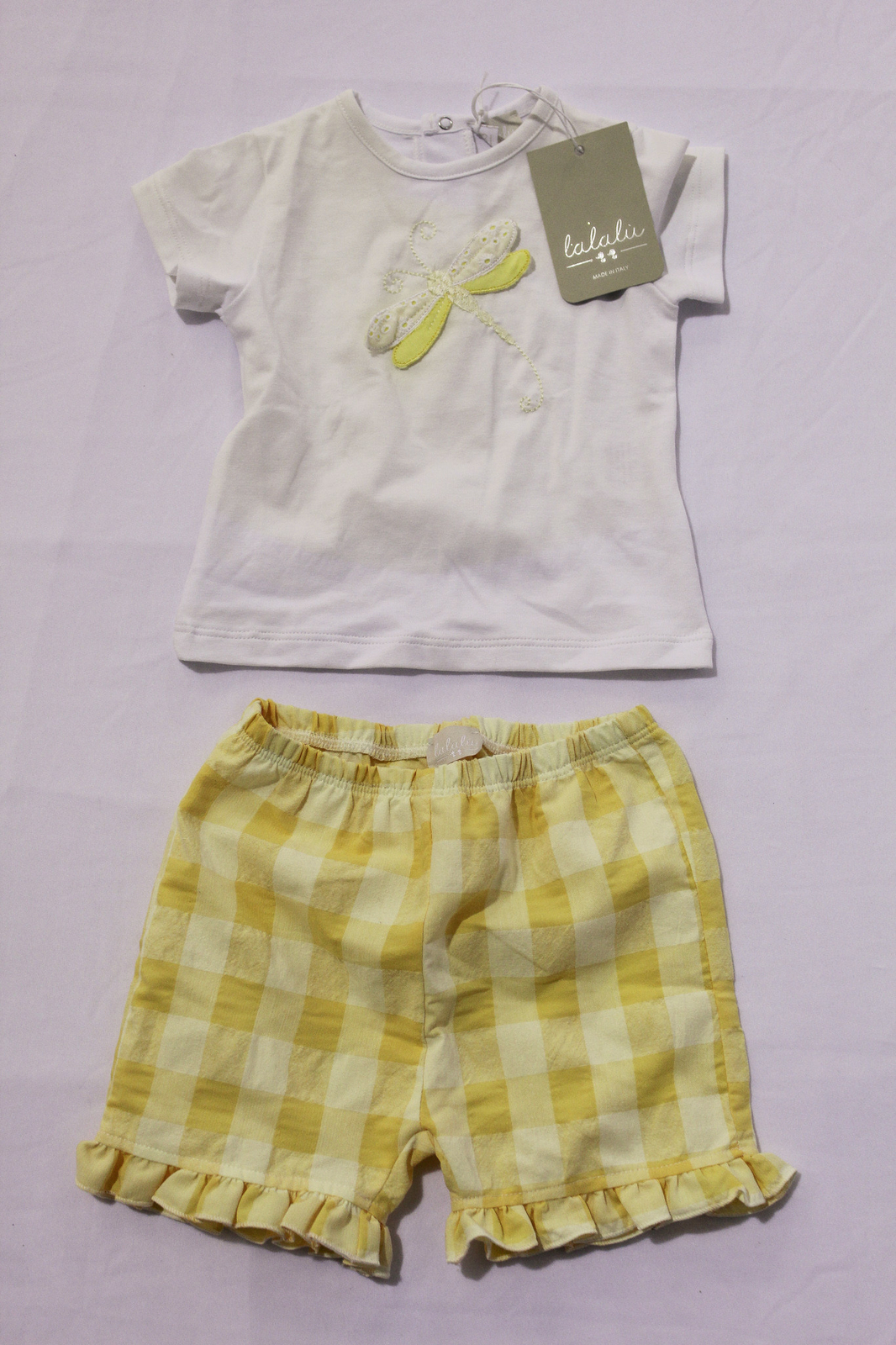 Lalalu Baby Girl’s 2-Piece Dragon Fly Top Pants Set LV5 Yellow/White Size 6M