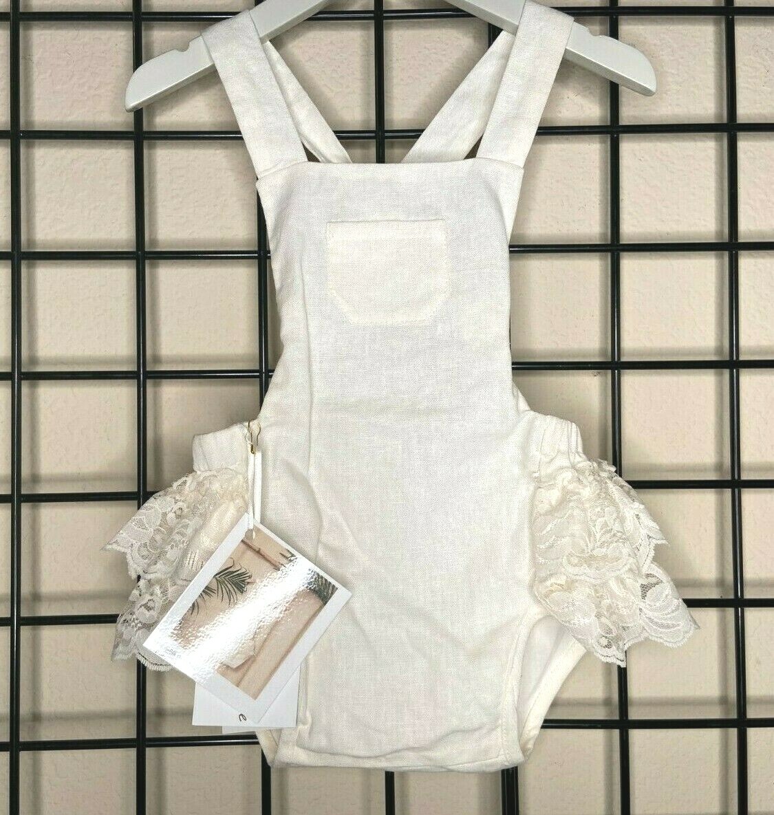 NEW NWT Eggshell White Plush Lace/Linen/Cotton Sunsuit-Wild & Fierce 2Y-Fit 2/3Y