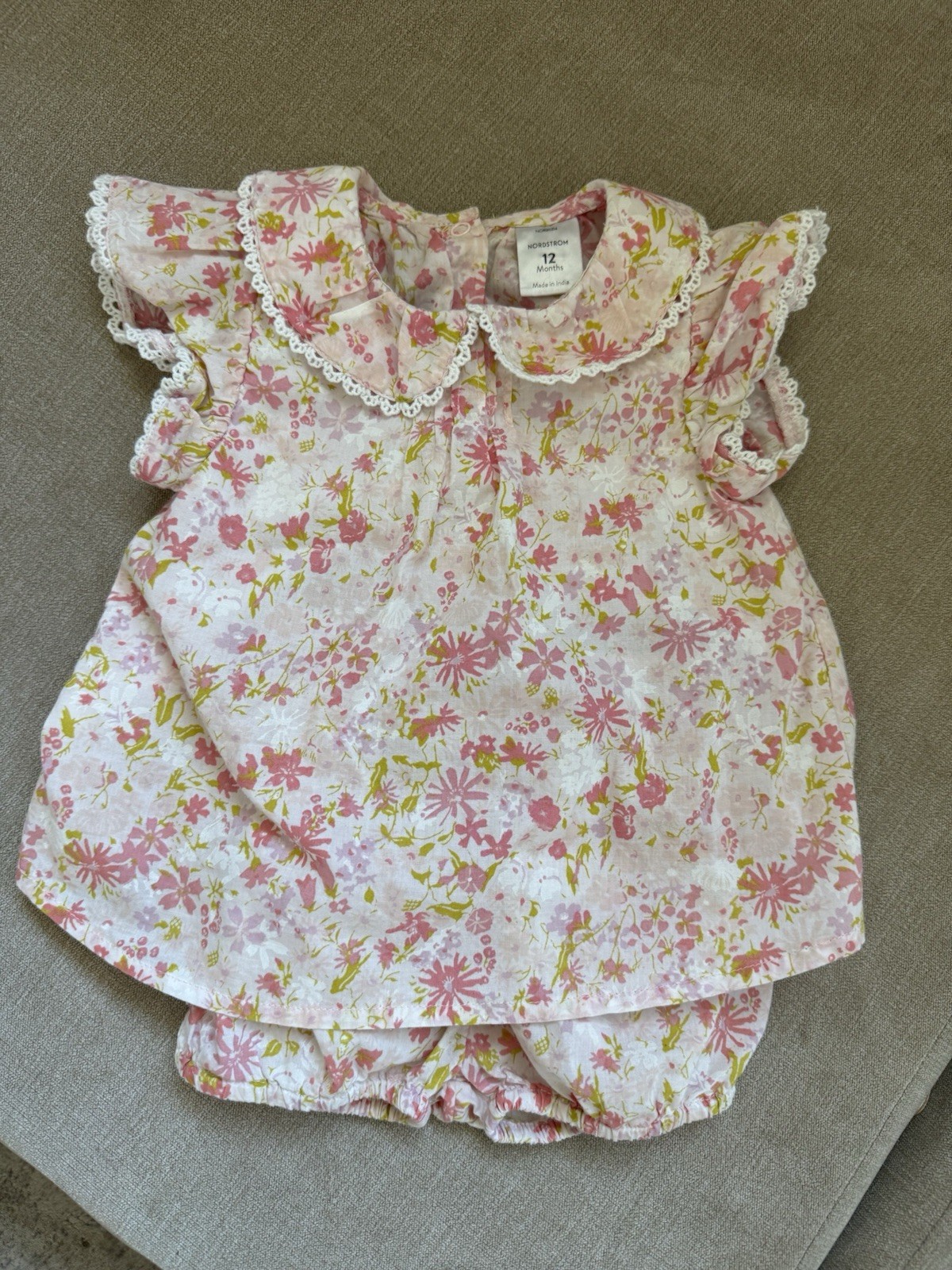 Baby Girl Floral Outfit 12M Peter Pan Collar Bloomer Cottagecore Nordstrom