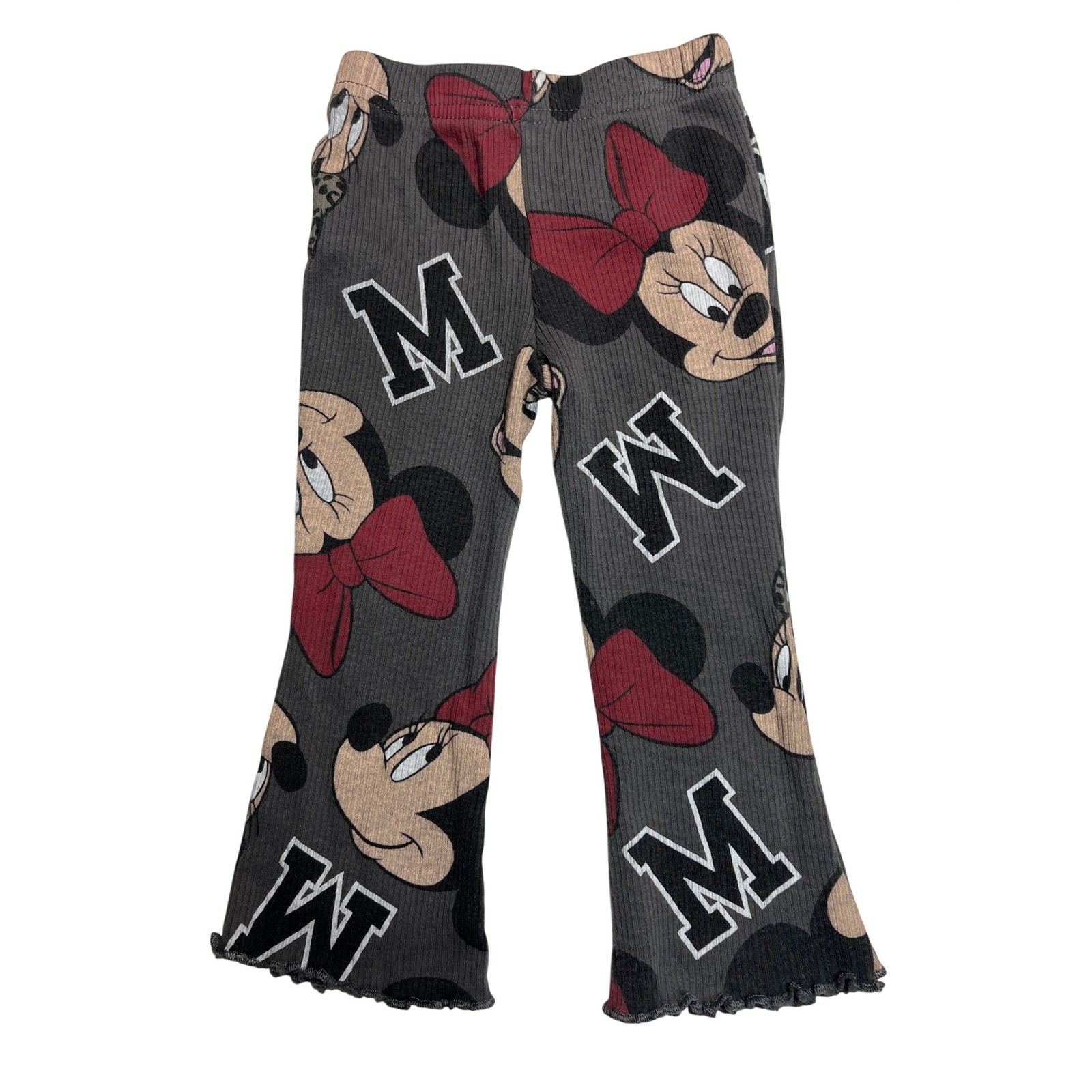 Disney Minnie Mouse Sweatshirt and Ribbed Flare Pants Set Gray Red 18M Vacation