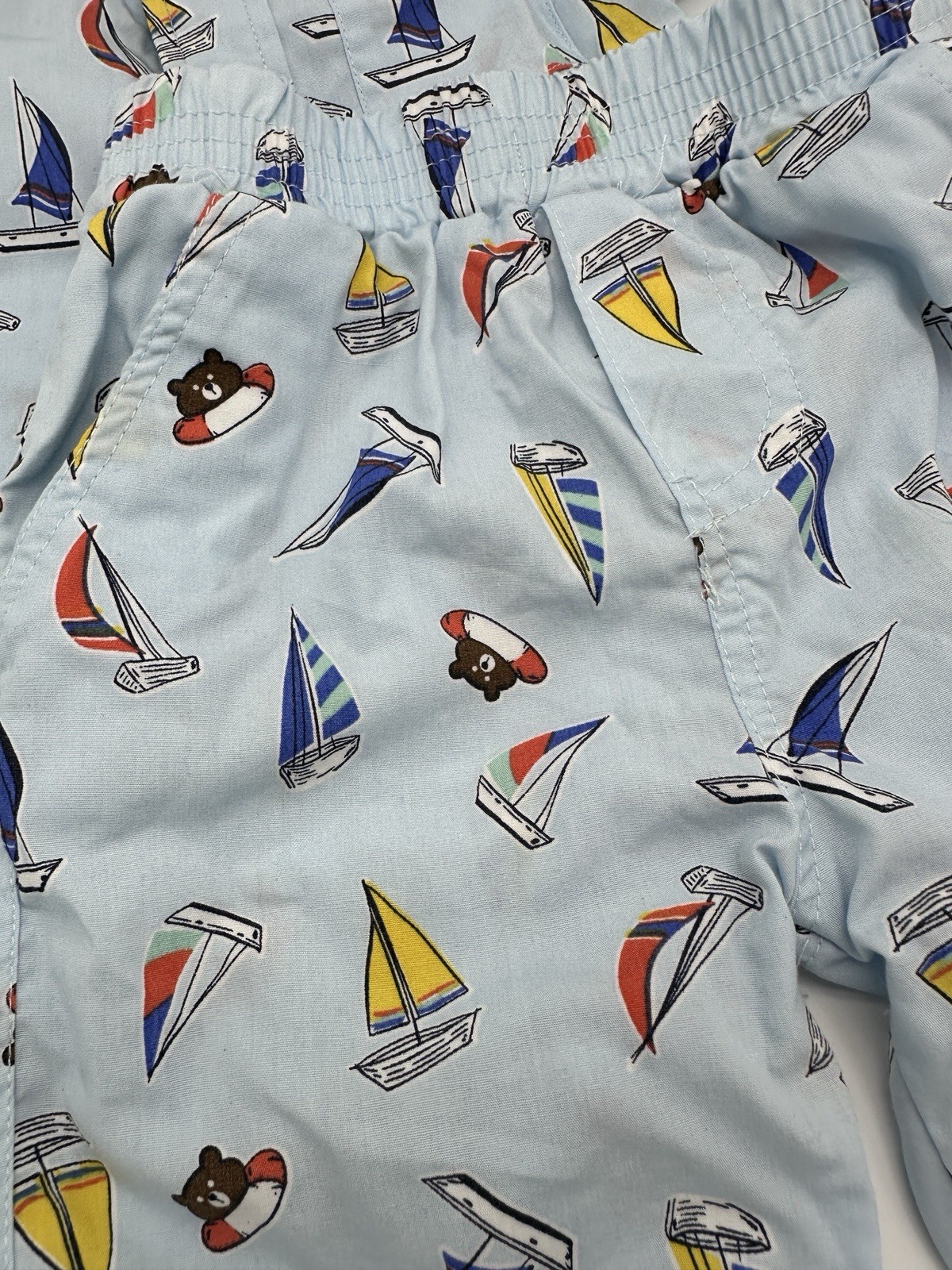 Bearpaw Romper 2 Piece Shirt Pants 12 months Boys Lightweight Sailing Fishing