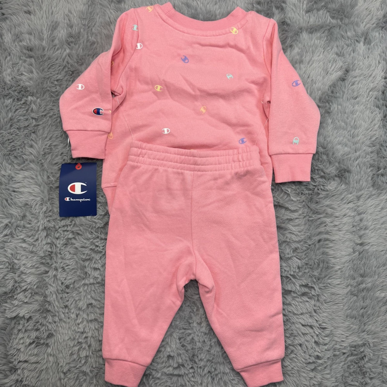 Champion Baby Girls Pink Sweatshirt & Sweatpants Set Size 12M Cotton Blend