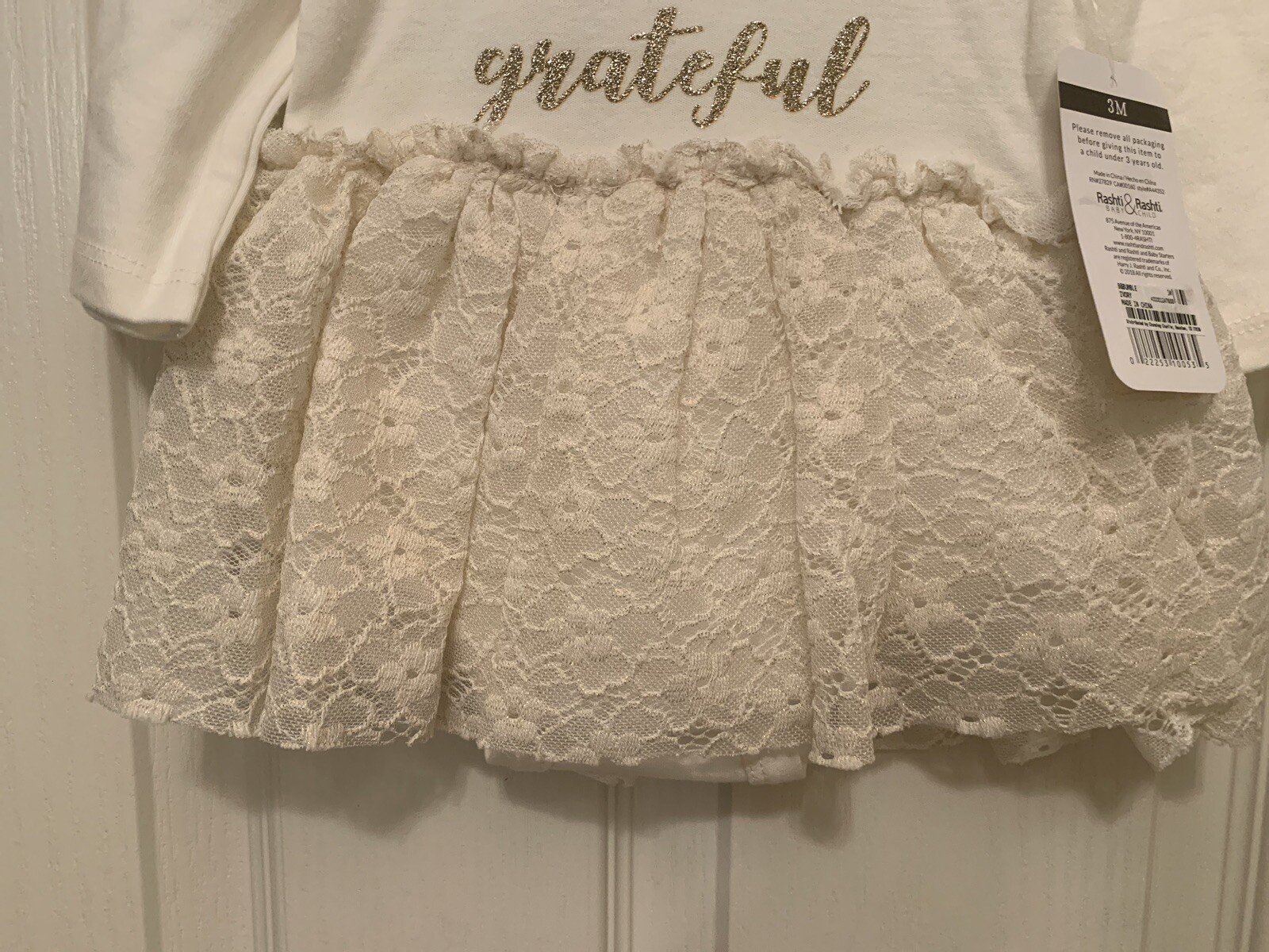 Baby Starters “Thankful Blessed Grateful” One-Piece Bodysuit Skirt 3-Months