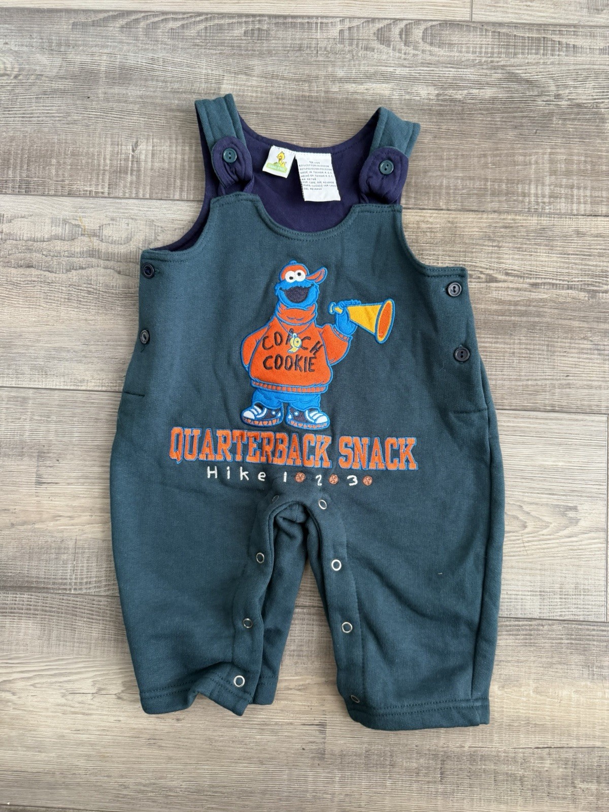 Vintage Sesame Street Cookie Monster 12 Months Embroidered Romper One Piece